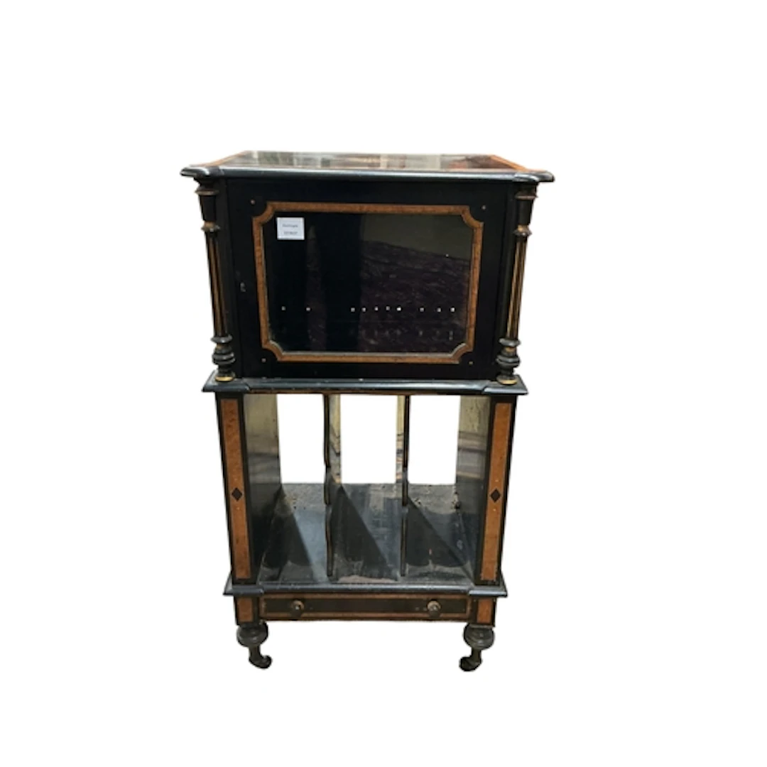 A late Victorian Aesthetic movement ebonised and burr walnut...