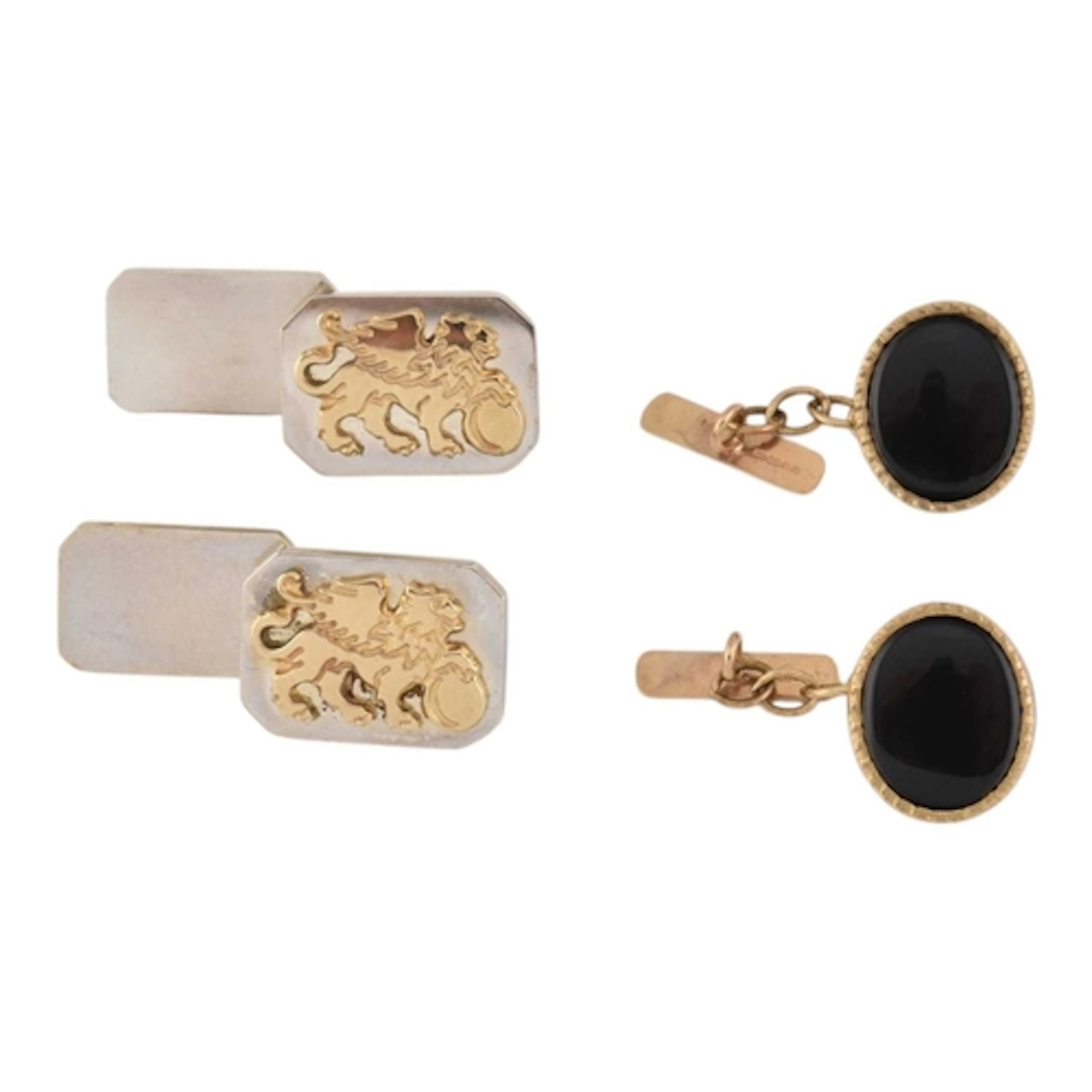 Two pairs of cufflinks, to include: a pair of hallmarked sil...