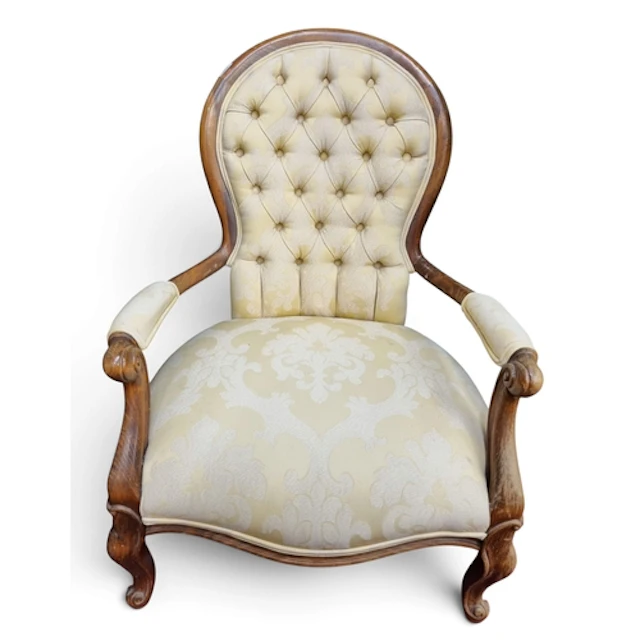 An early 20th Century Mahogany Salon Chair with deep buttone...