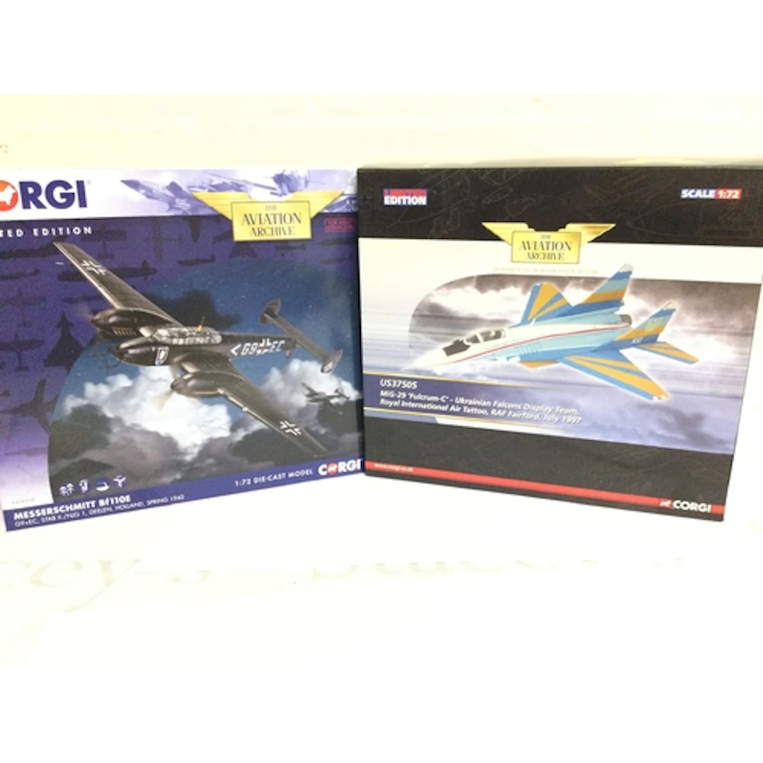 2 Boxed Corgi Aviation Archive Diecast, A Messerschmit Bf110...
