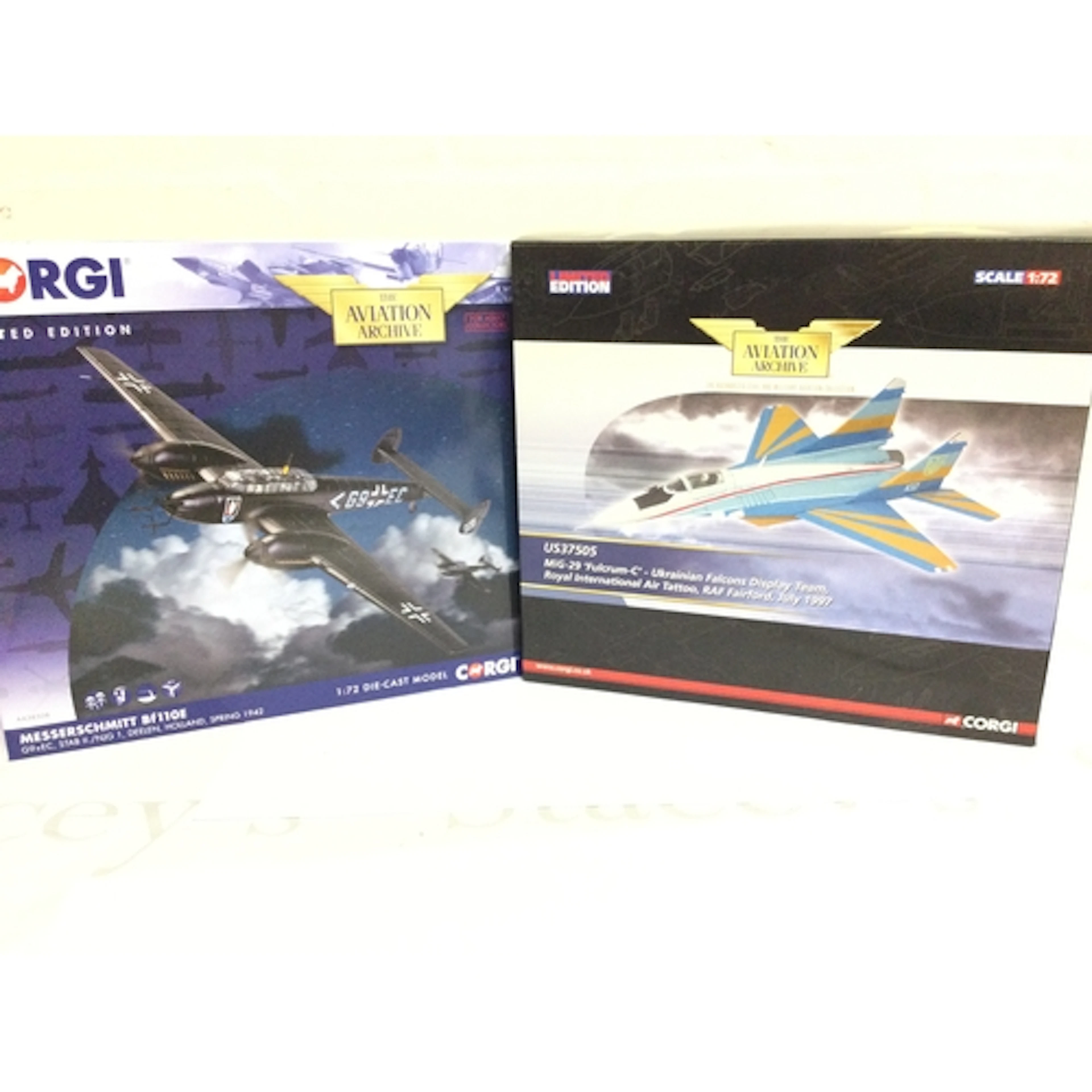 2 Boxed Corgi Aviation Archive Diecast, A Messerschmit Bf110...