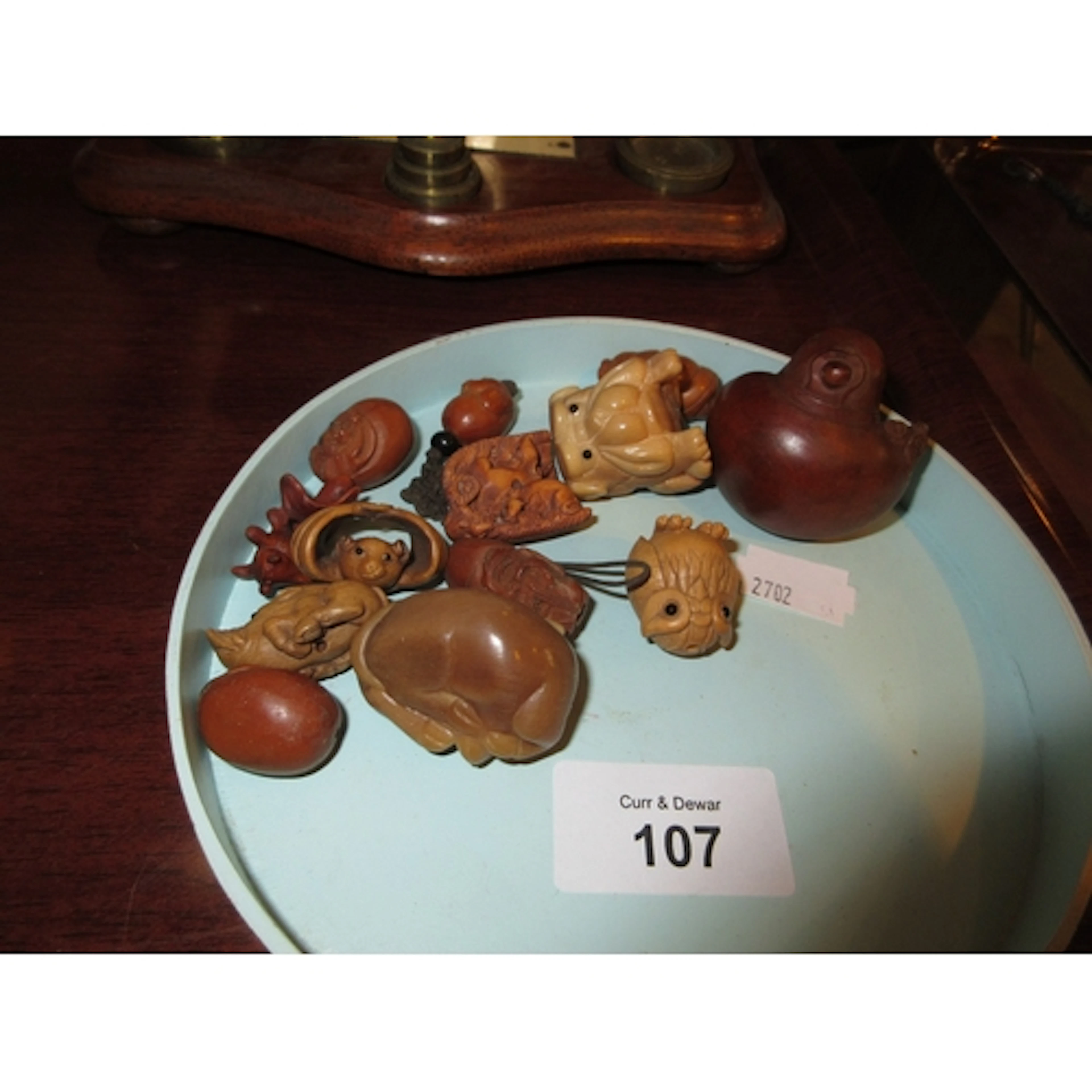 Thirteen Assorted Eastern Oriental Carved Netsuke-Ojime Figu...