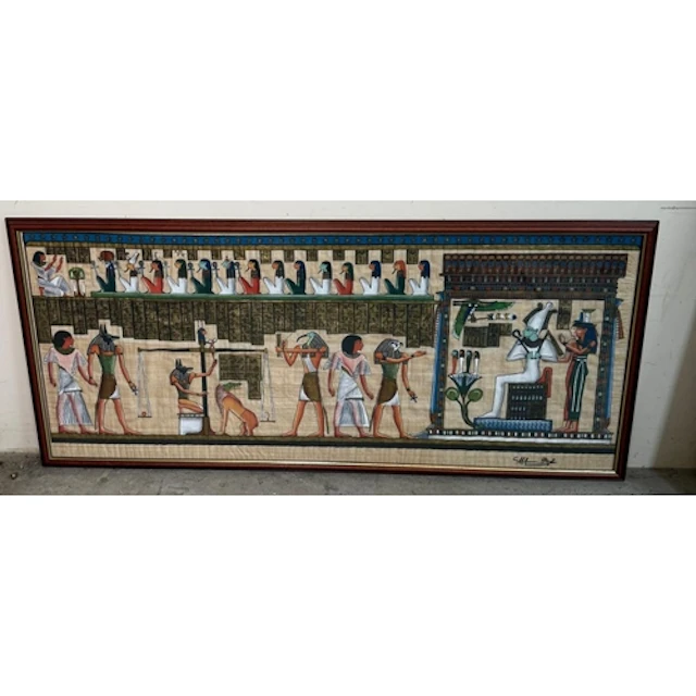 An Egyptian style print from the book of the dead. 63x140cm...