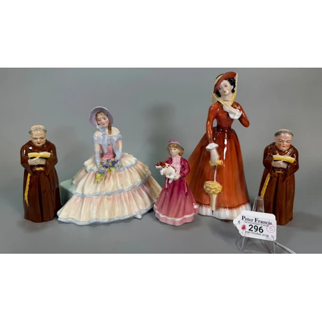 Two similar Royal Worcester porcelain candle snuffers in the...