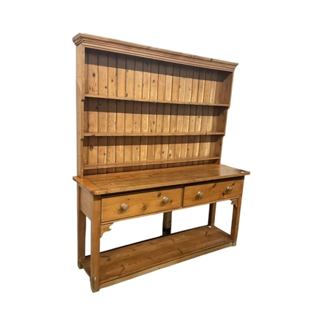 A 19th century and later pine potboard dresser, width 183cm,...