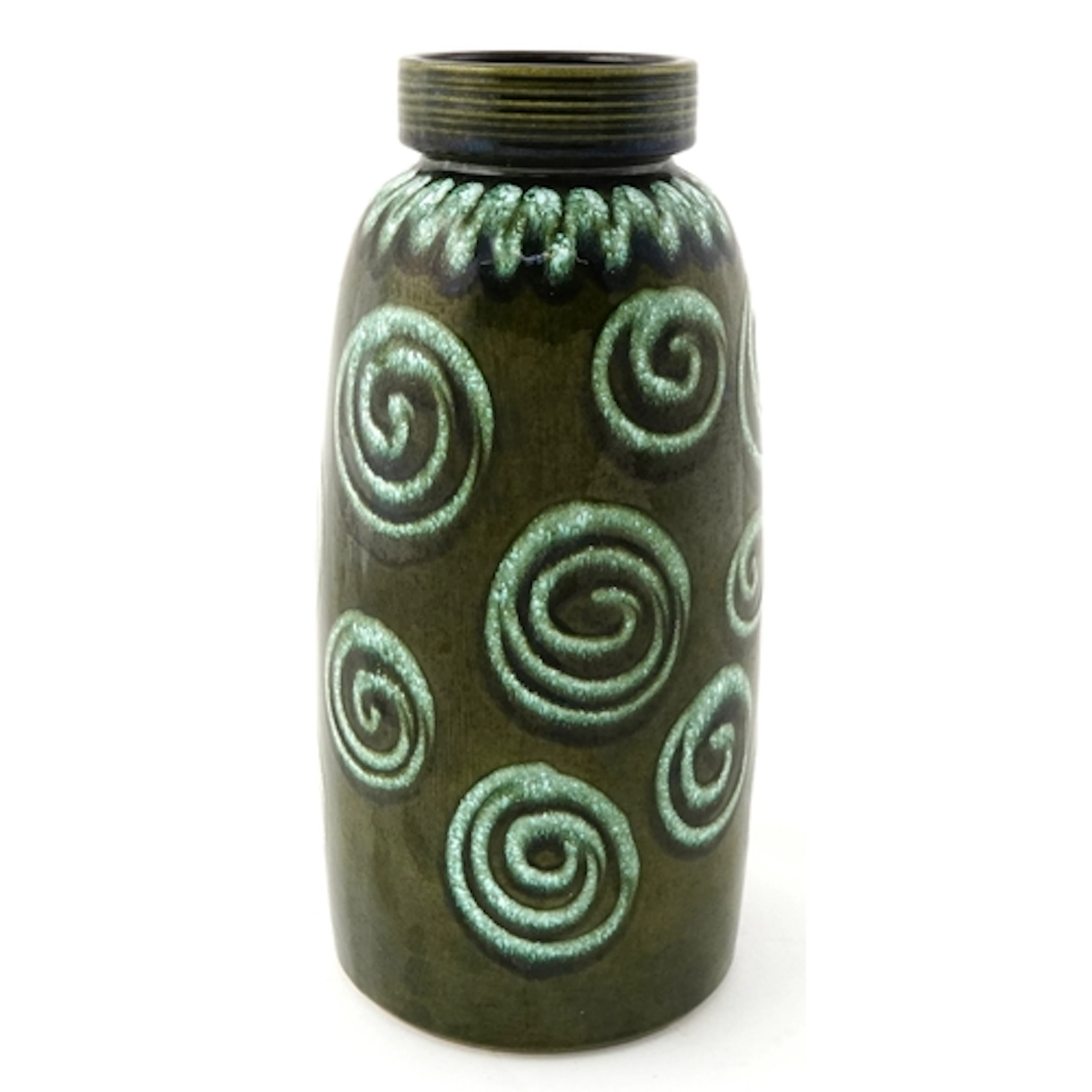 Large green 1970s West German floor standing vase decorated ...
