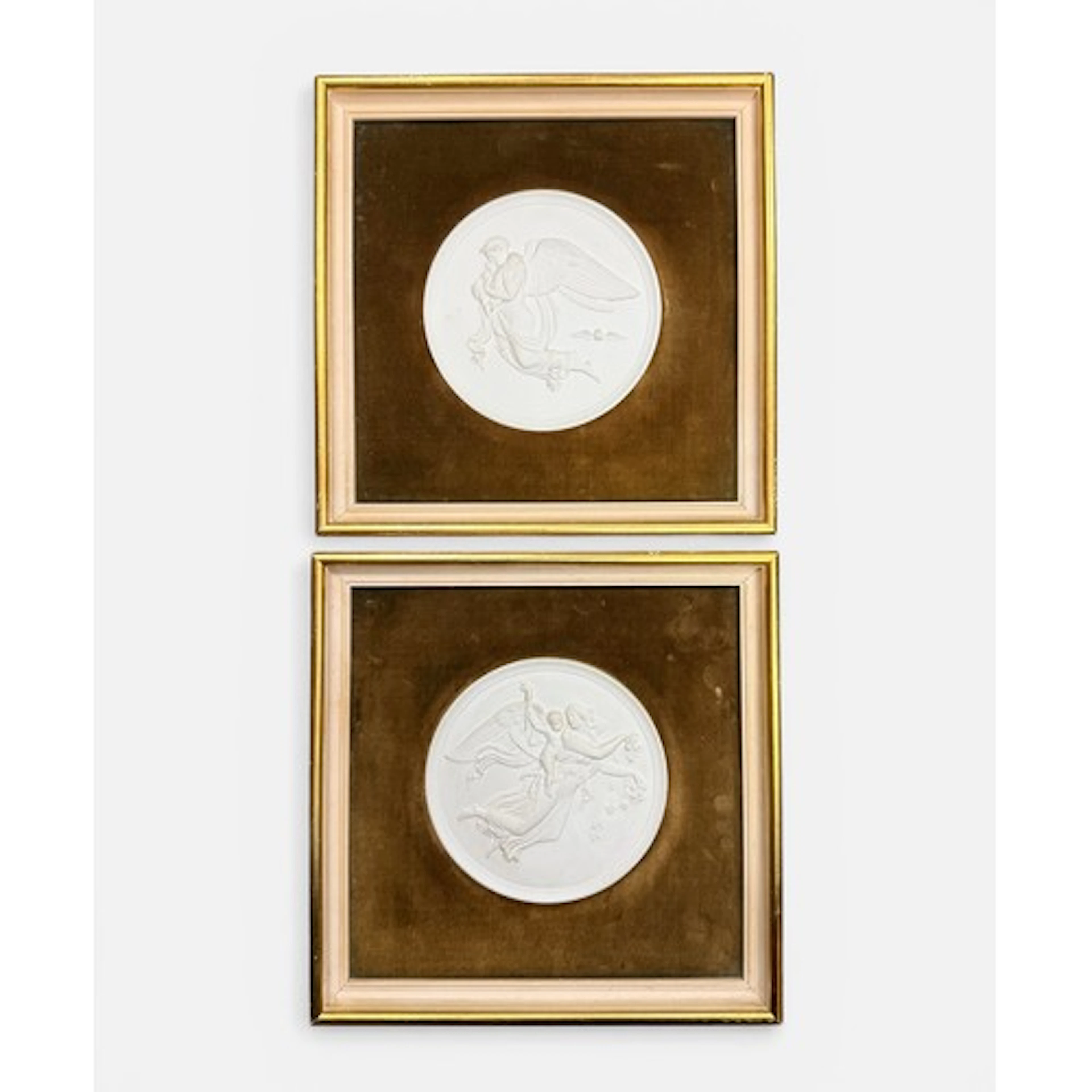A pair of Royal Copenhagen Parian ware circular Bas Relief p...