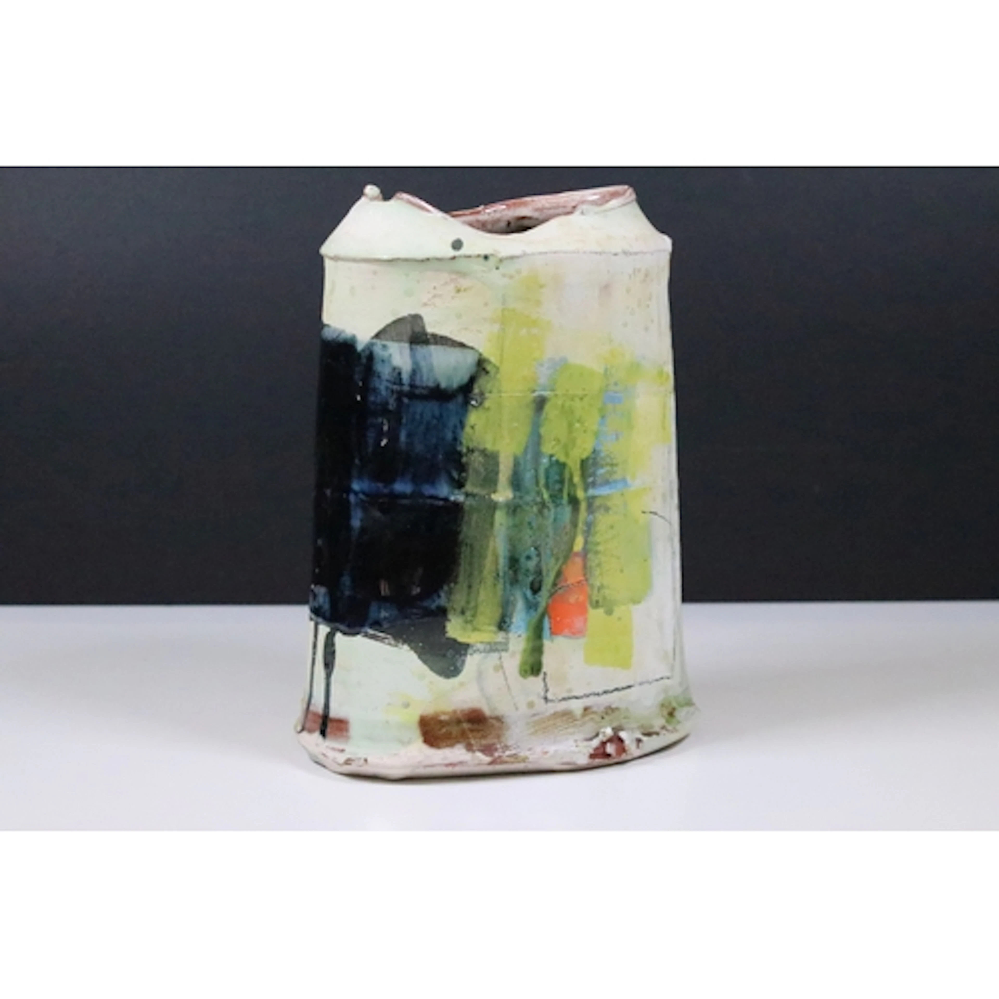 Barry Stedman (b. 1965) studio pottery oval slipware slab bu...