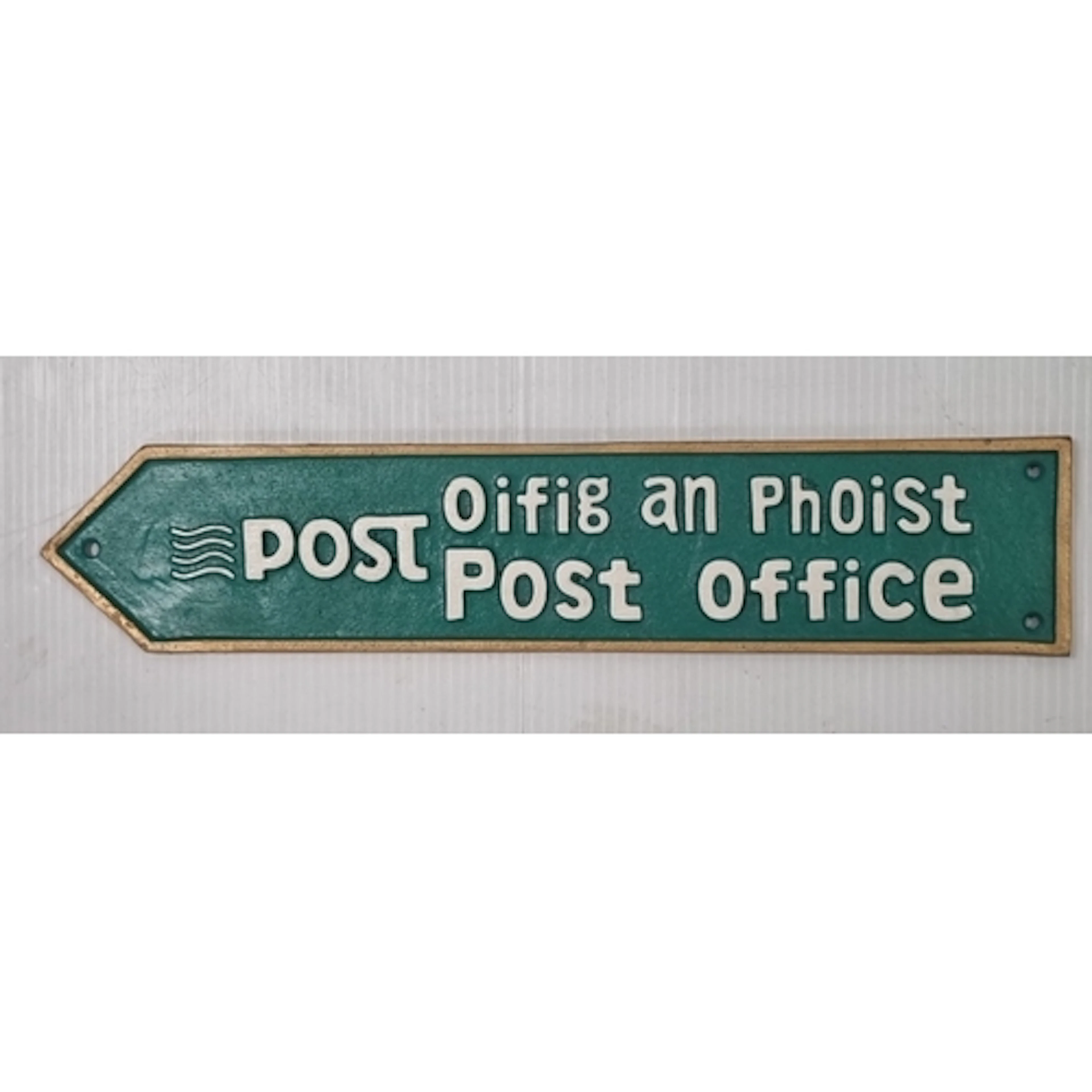 Painted cast-iron bilingual Post Office directional sign; H:...