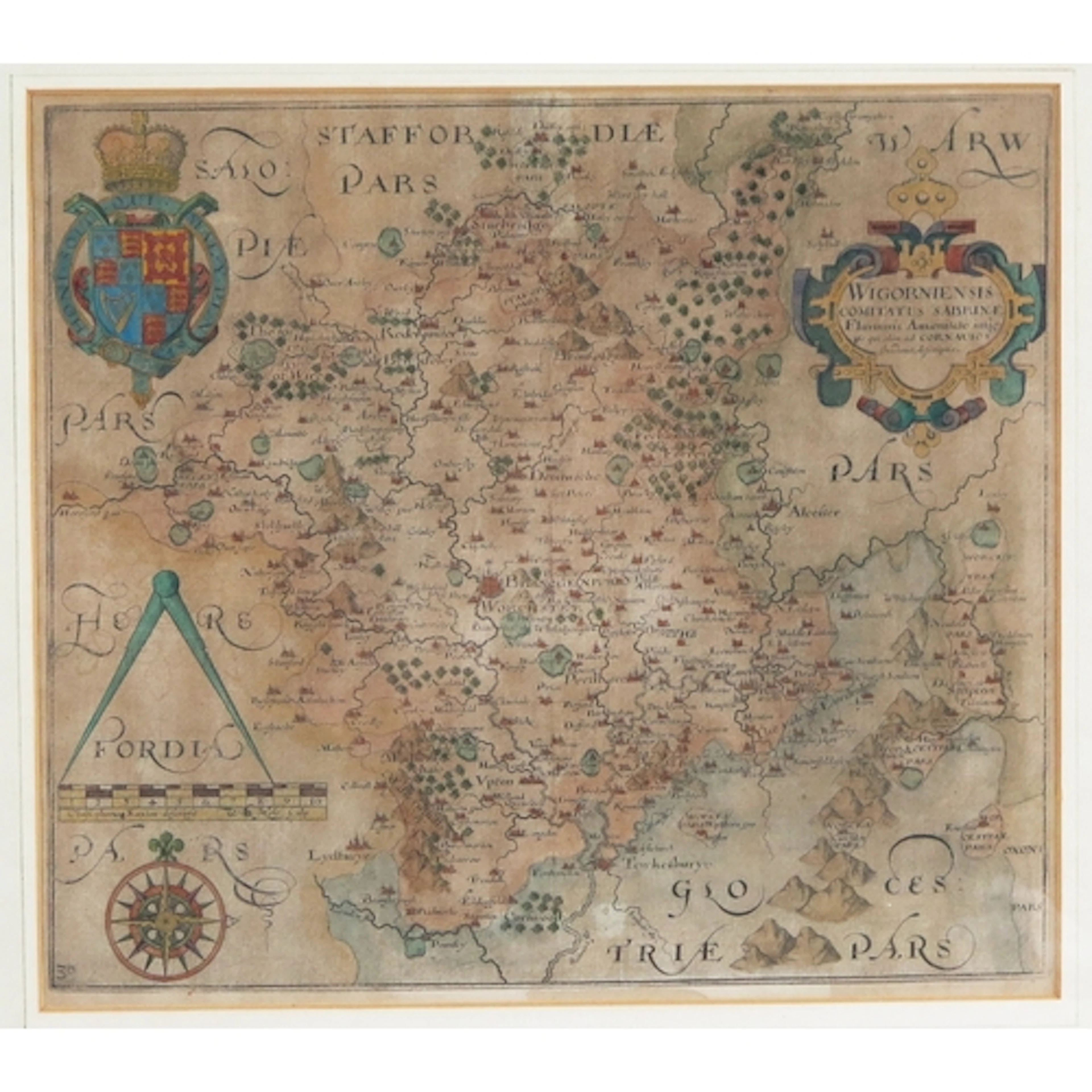 After Christopher Saxton a 17th century hand coloured map of...