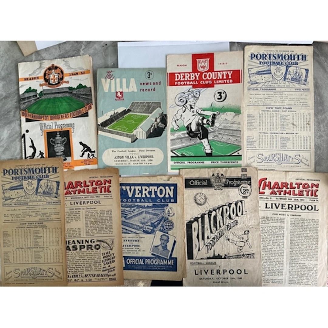 Liverpool Away Football Programmes: 47/48 Charlton Portsmout...