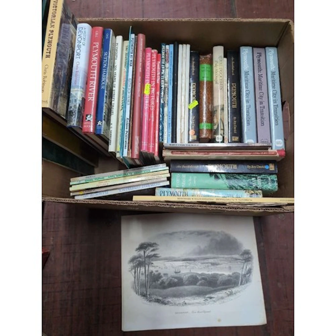 Box of Plymouth related interest books.