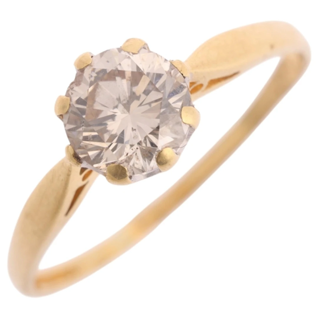 An 18ct gold 1.00ct single-stone diamond ring, maker LB Ltd,...
