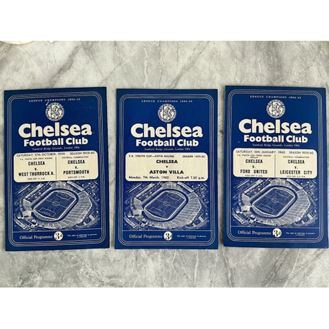 59/60 Chelsea Youth Cup Football Programmes: Home matches v ...