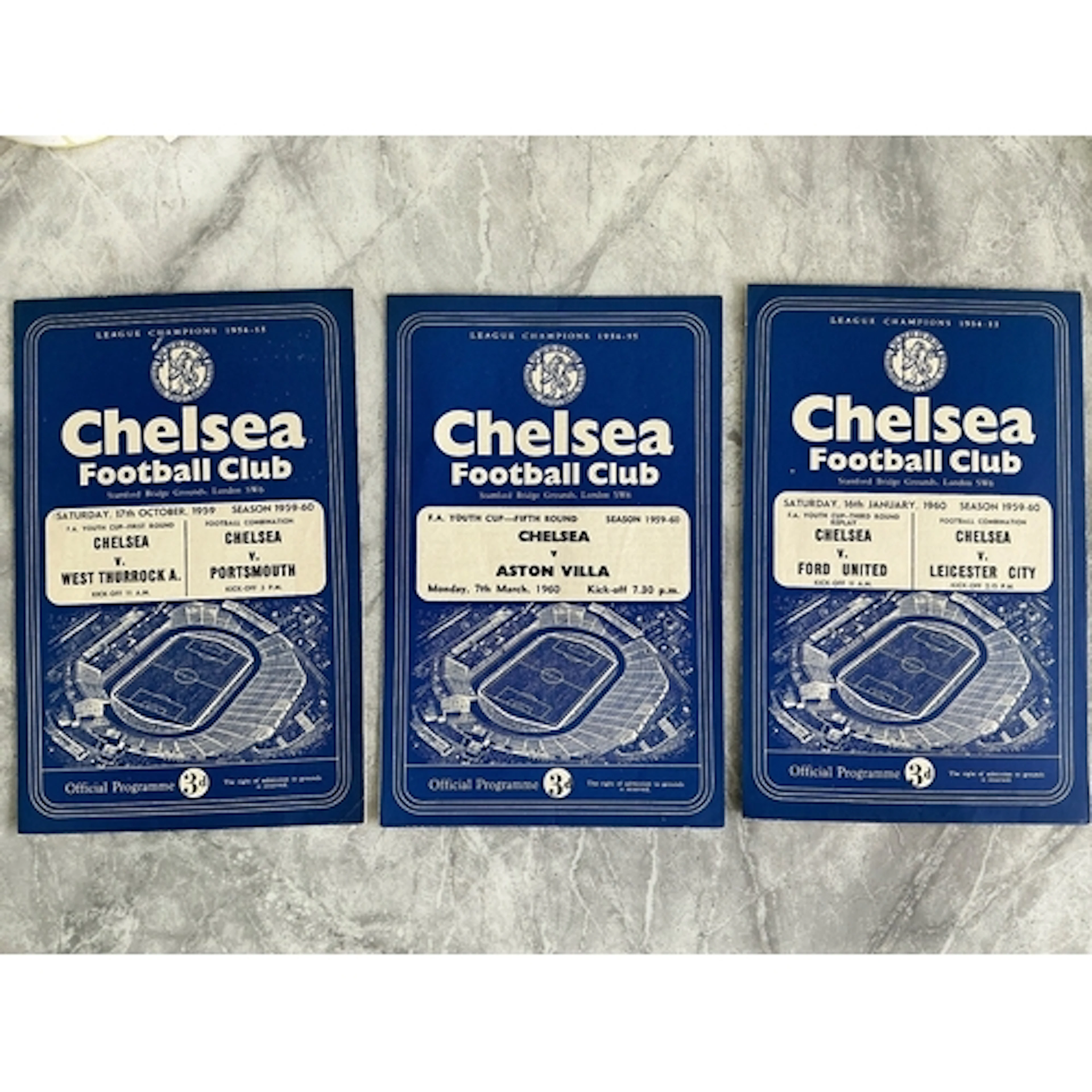 59/60 Chelsea Youth Cup Football Programmes: Home matches v ...