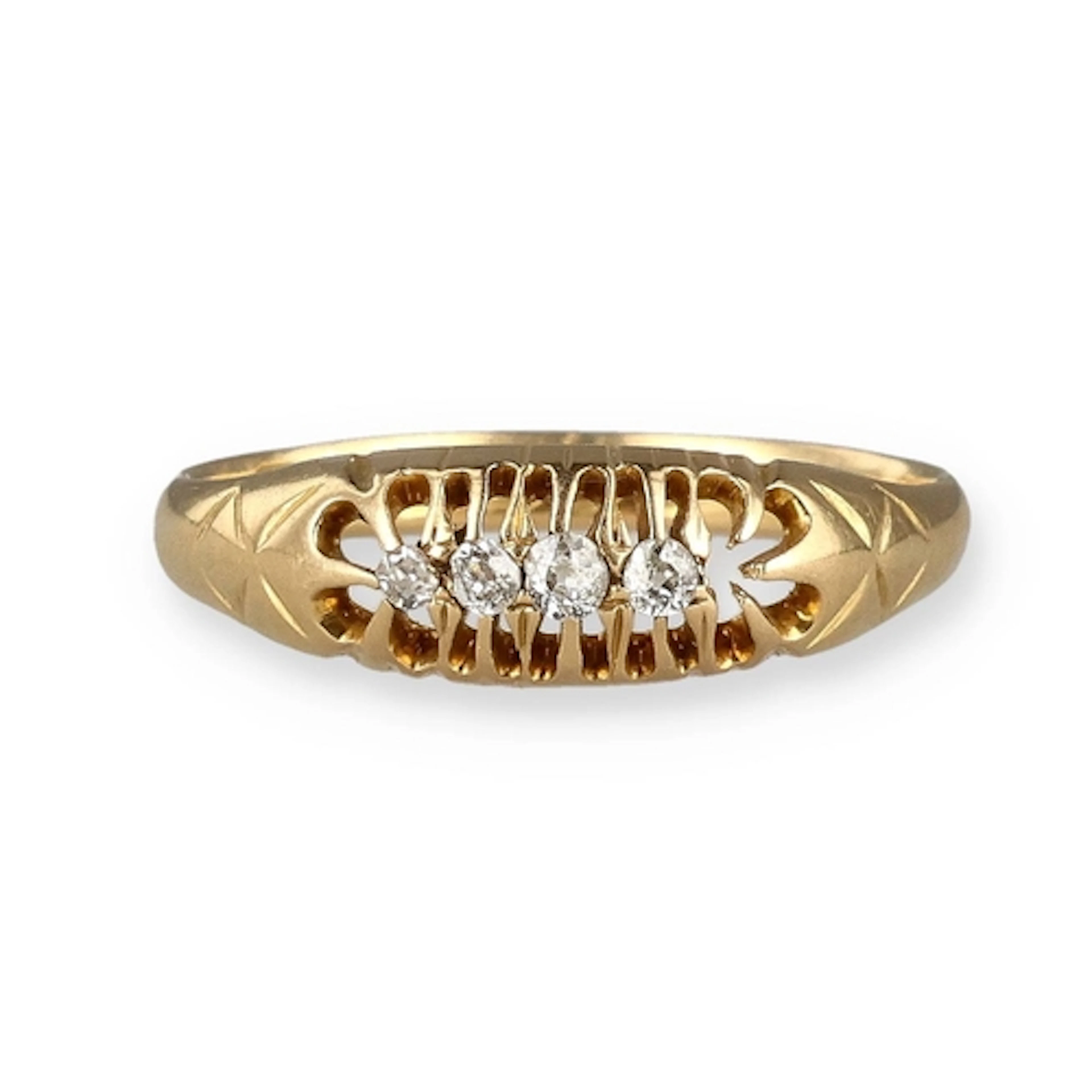 AN 18CT GOLD FOUR STONE DIAMOND RING Weight: 2.3gms...
