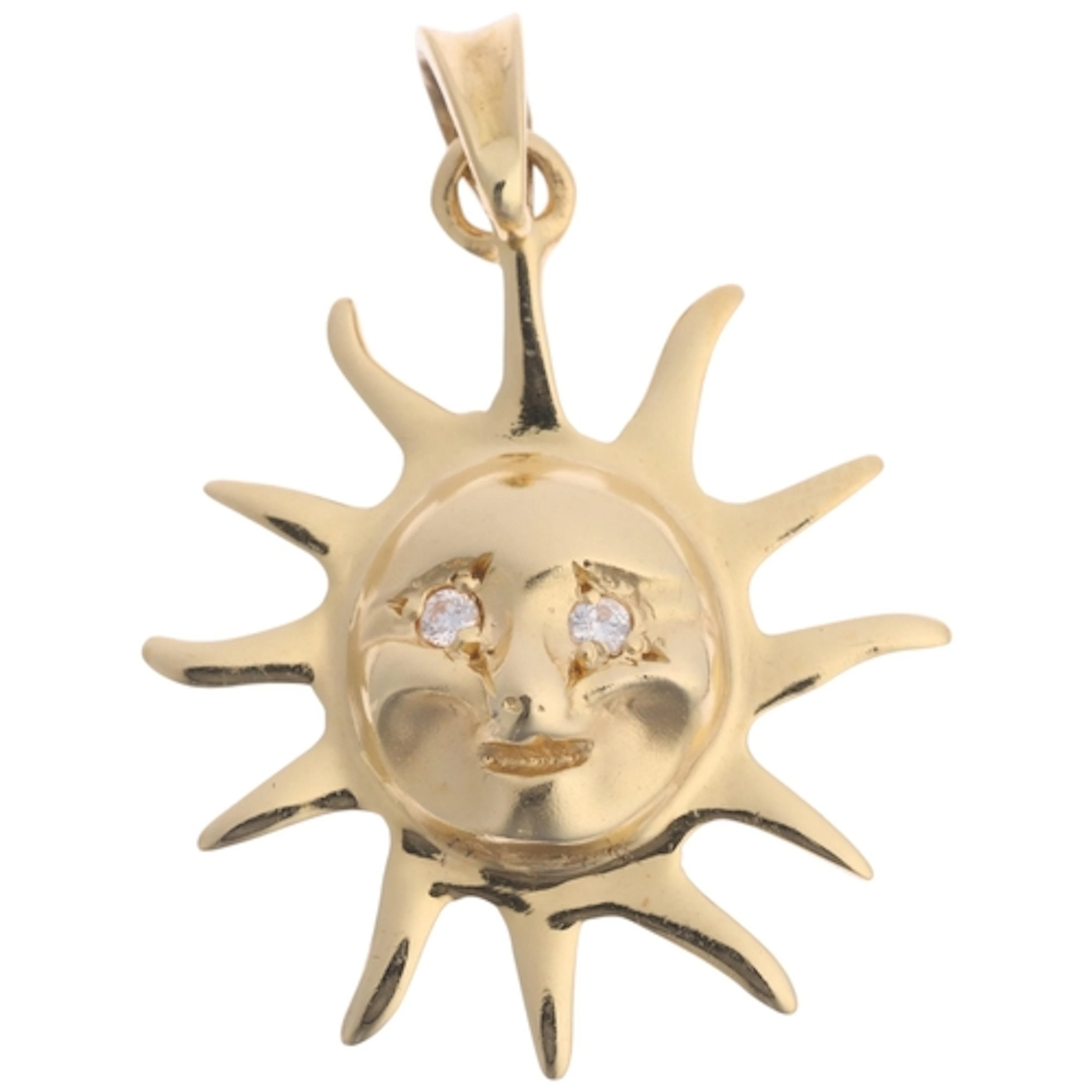 An 18ct gold diamond sun pendant, designed as a smiling face...