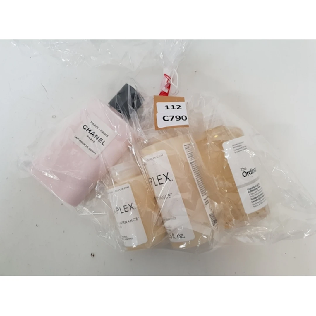FOUR USED TOILETRIES including Chanel and Olaplex