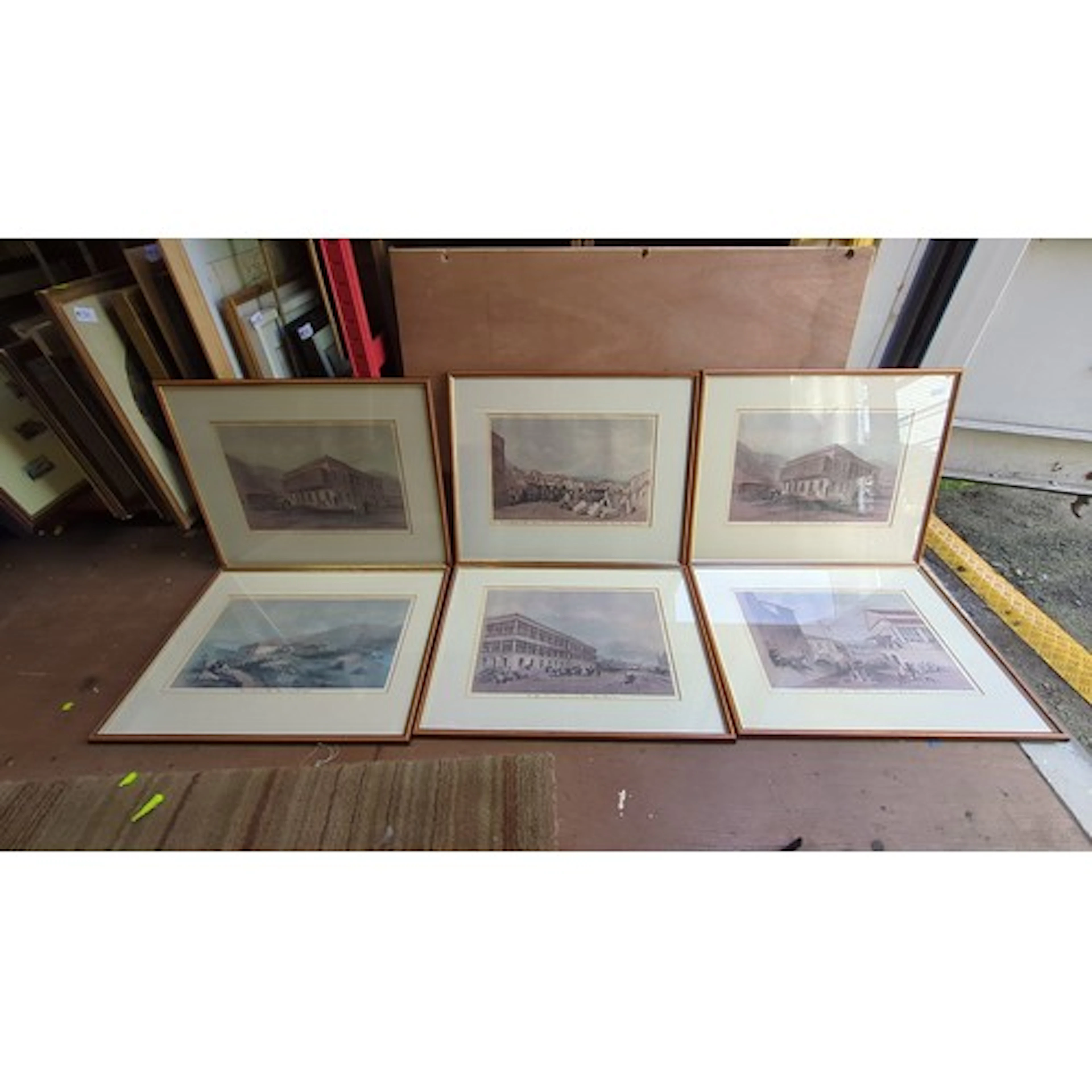 A set of six hand-coloured topographical prints after early ...