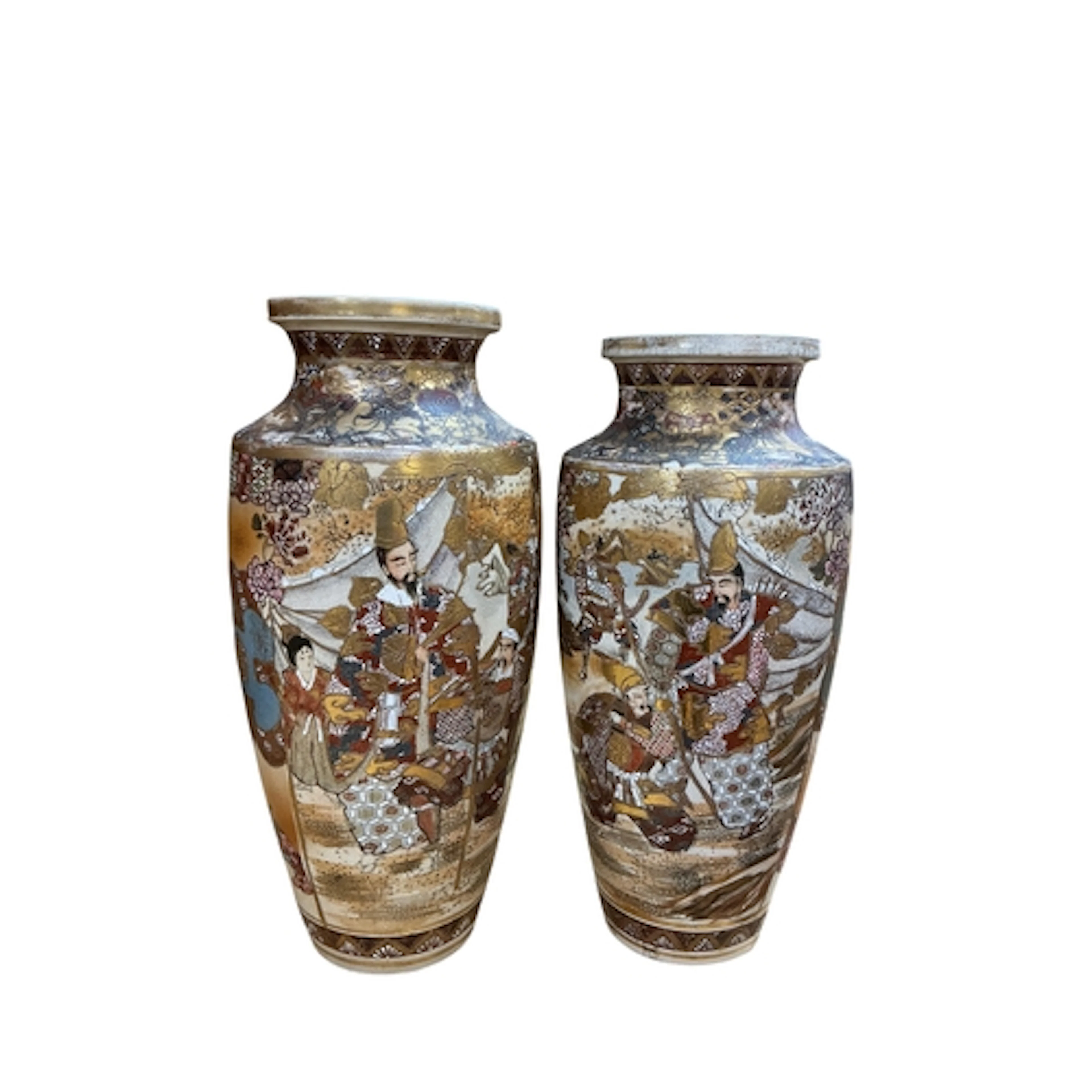 Two similar Japanese Satsuma pottery vases, early 20th centu...