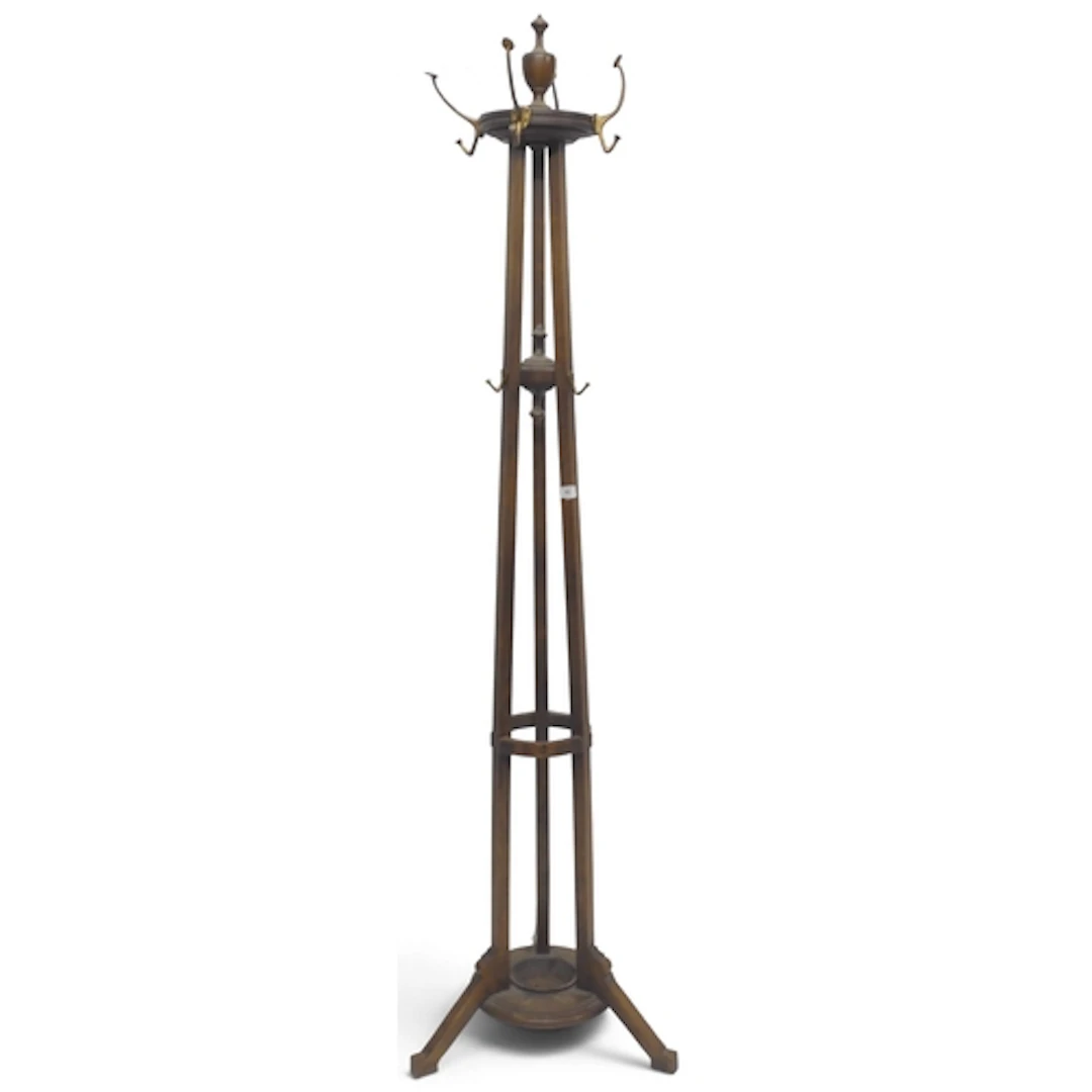 A late 19th century oak hat and coat stand with four over th...