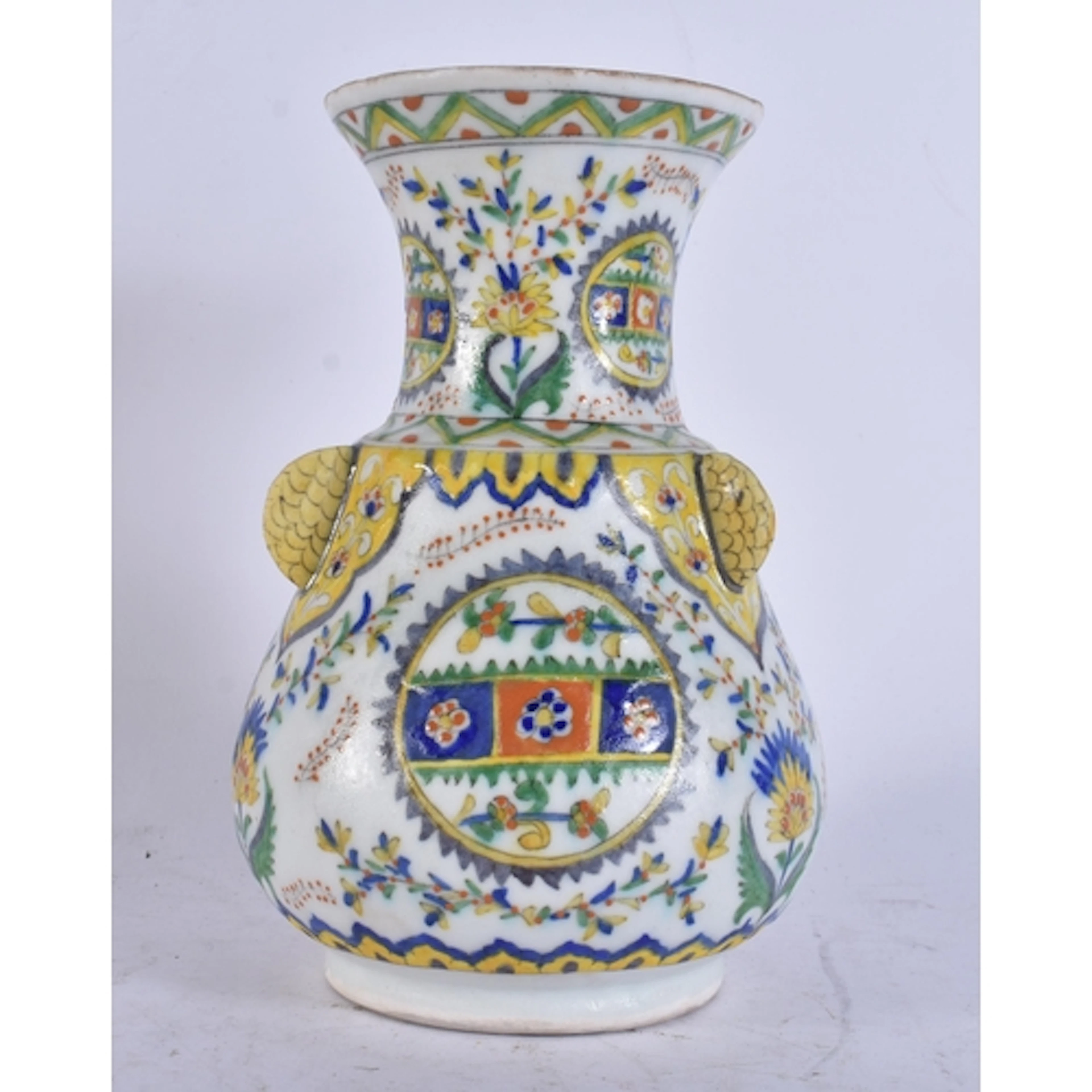 A TURKISH KUTAHYA FAIENCE IZNIK POTTERY MOSQUE VASE/LAMP. 21...