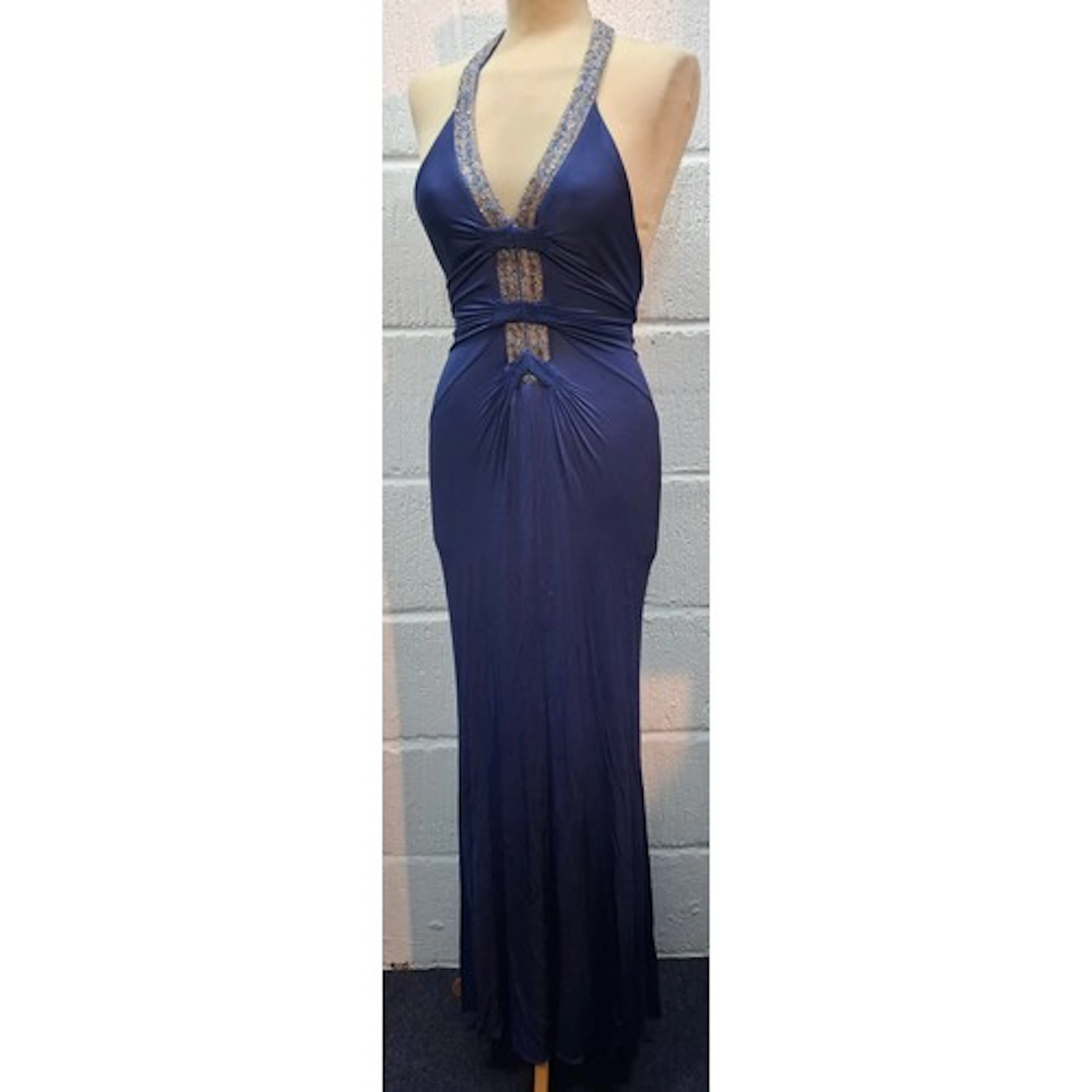Roberto Cavalli- A royal blue full length body-con dress hav...