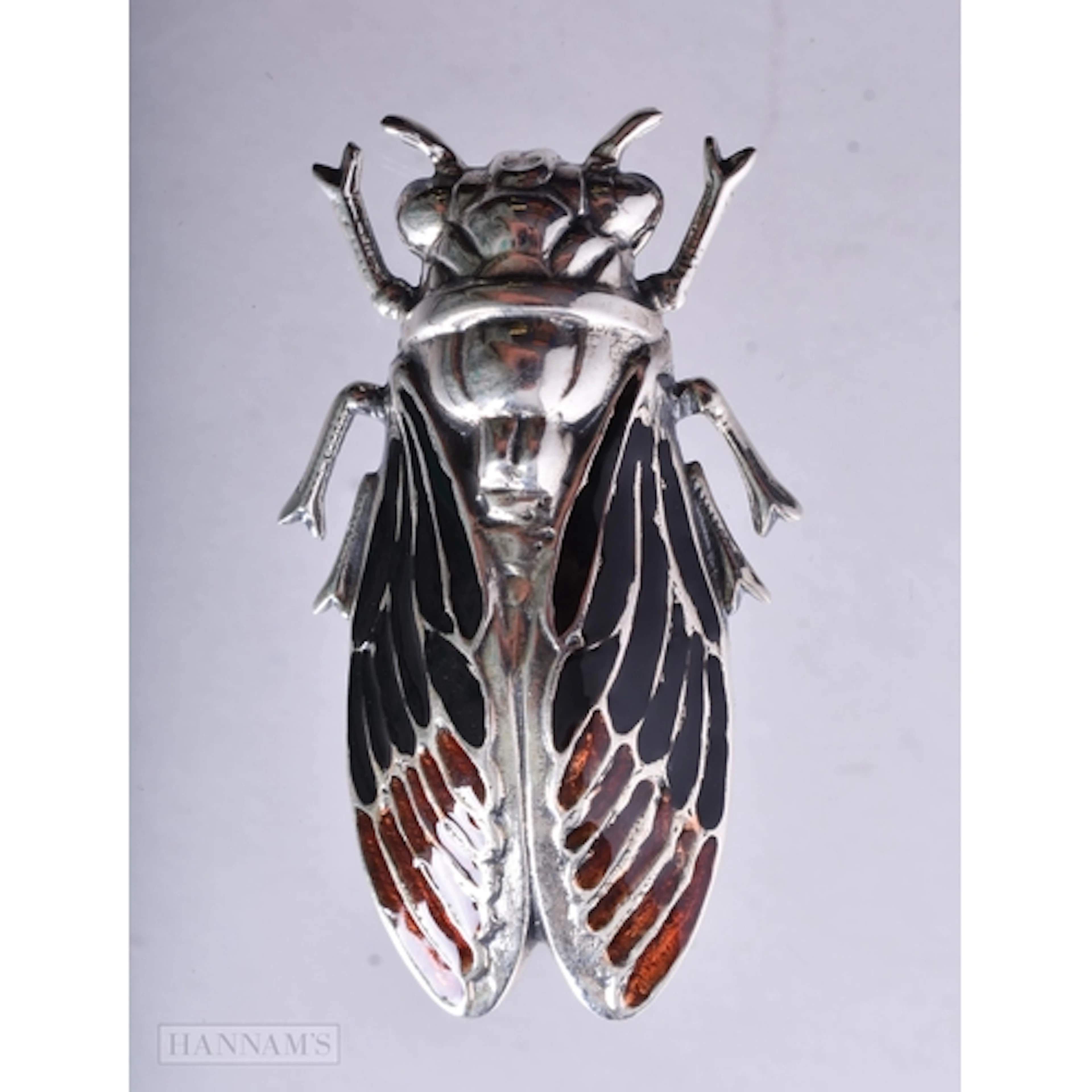 A Sterling Silver and Enamel Beetle Brooch. 5cm x 2.9cm, we...