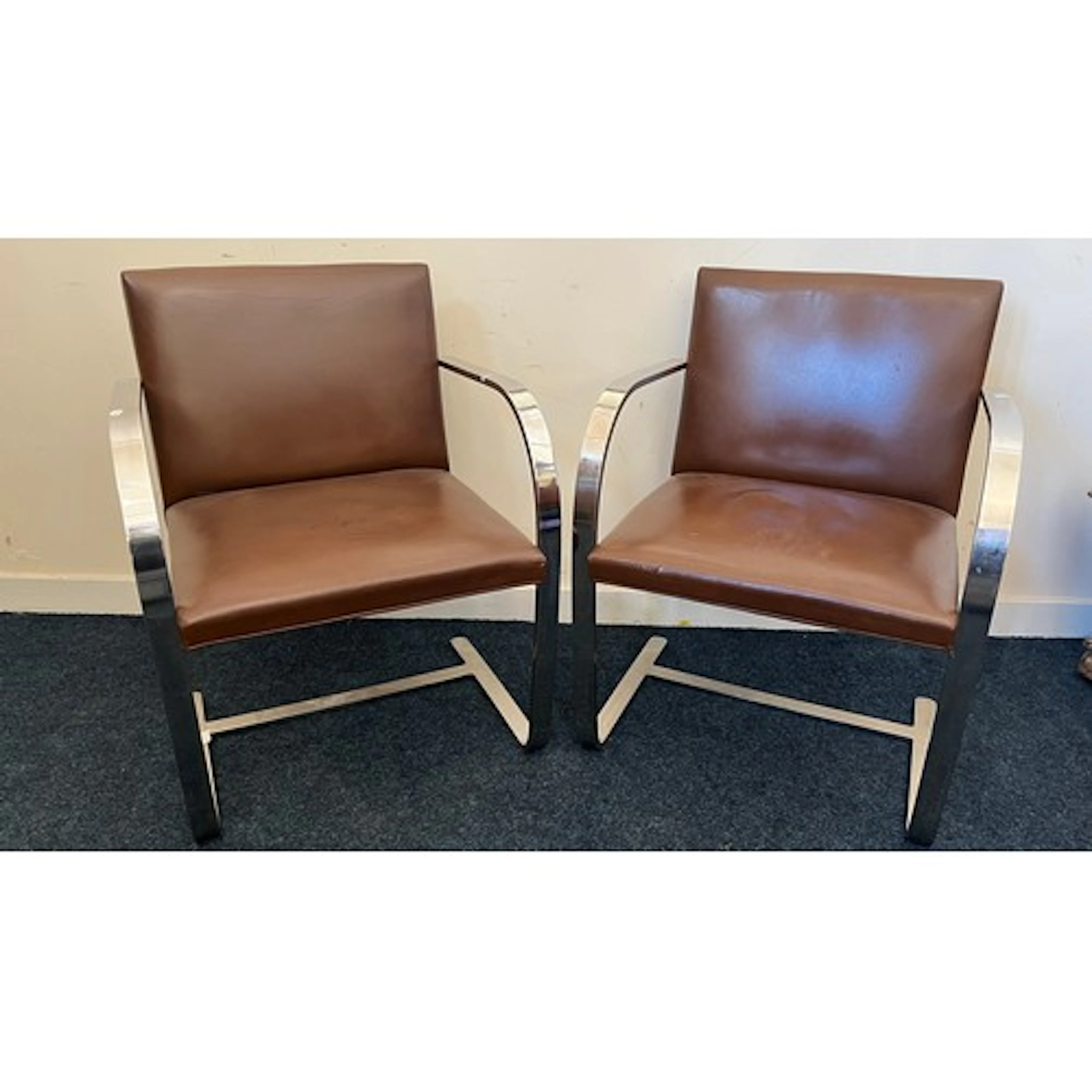 A pair of Brno chairs designed by Mies van der Rohe for Knol...