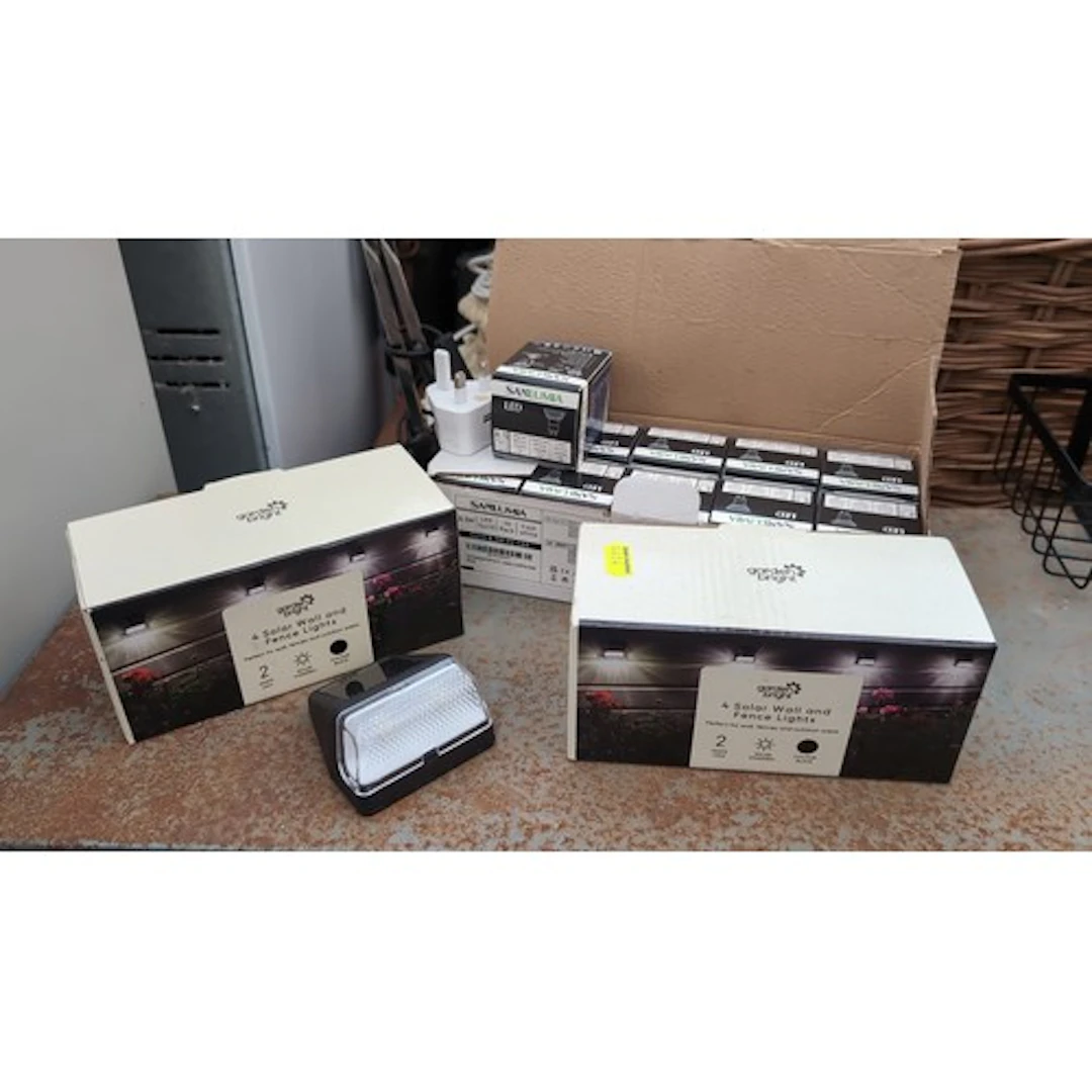 A mixed group of lighting comprising two boxed Garden Bright...