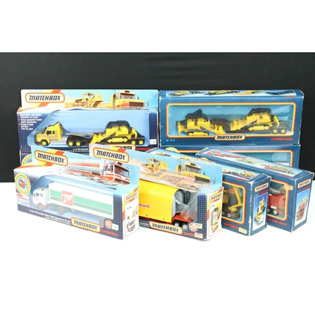 Eight boxed Matchbox Superkings commercial diecast models to...