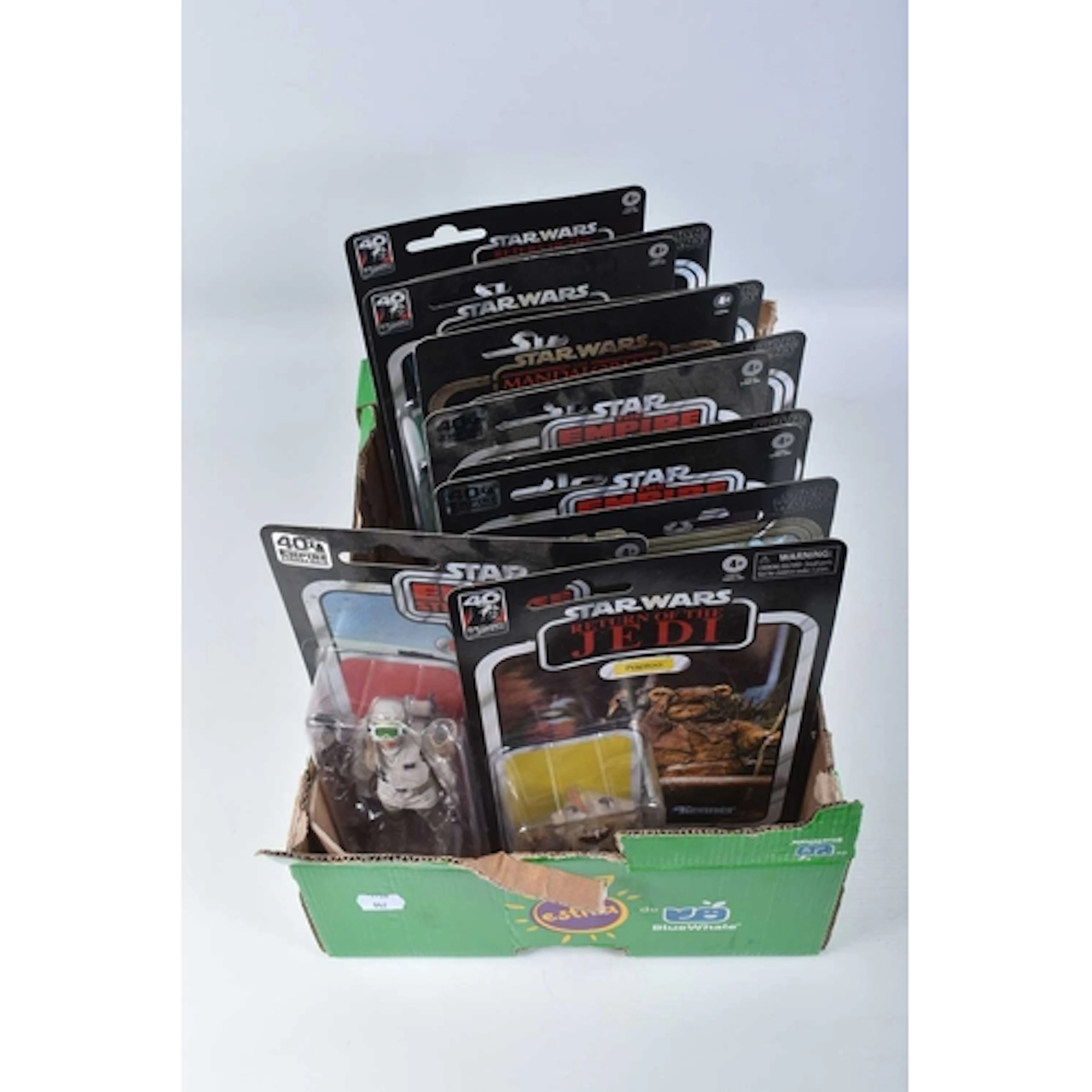 TWELVE CARDED AND SEALED HASBRO KENNER STAR WARS THE BLACK S...