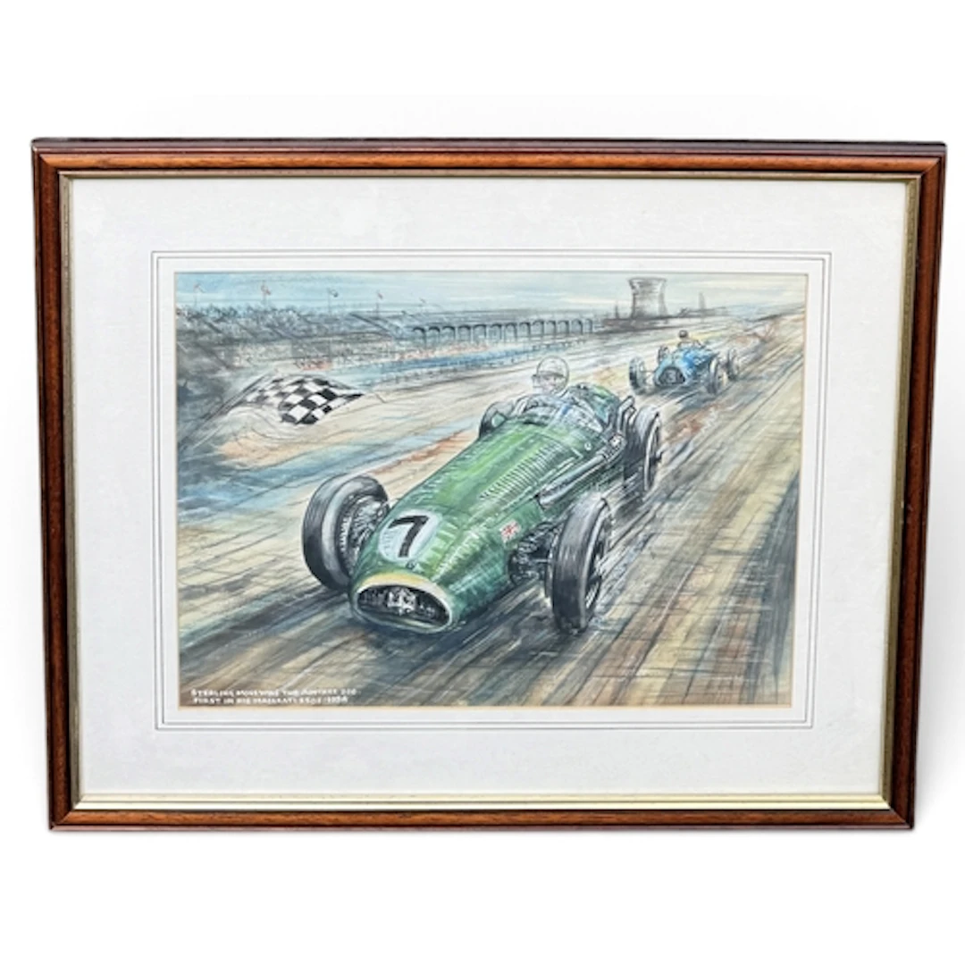 PHIL MAY (BRITISH B.1925): STERLING MOSS WINS THE AINTREE 20...