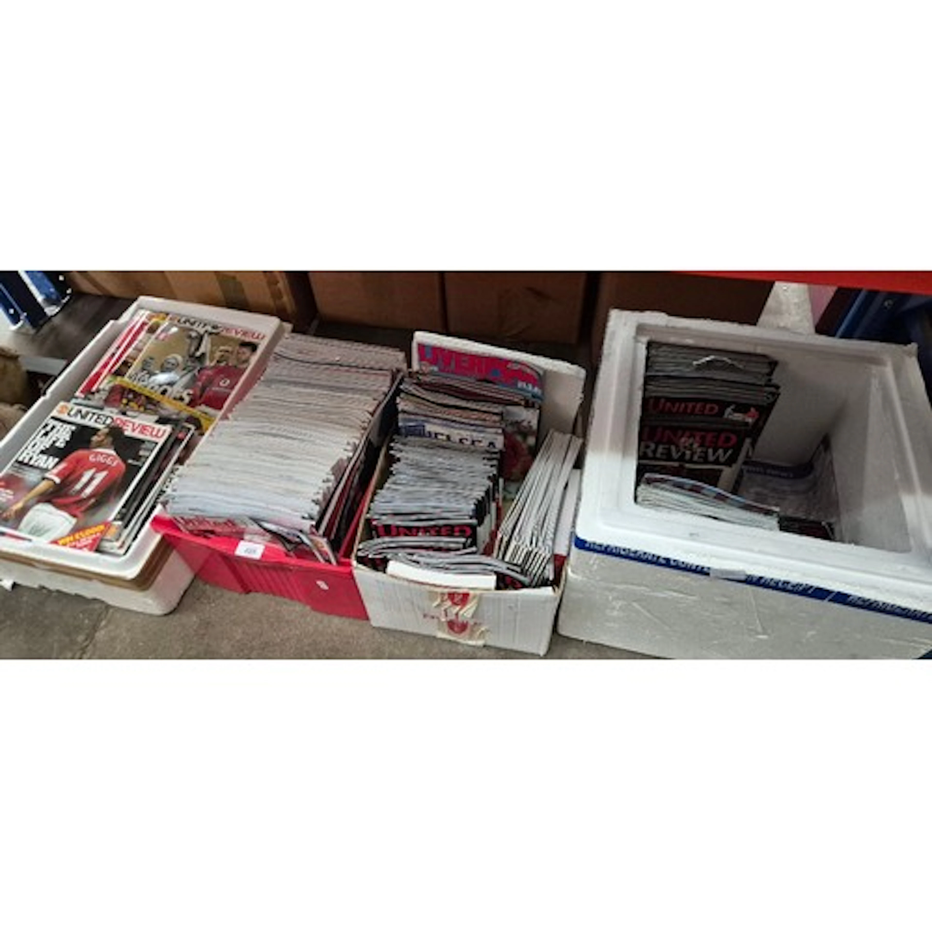 4 boxes of football programmes, Mainly Manchester United hom...