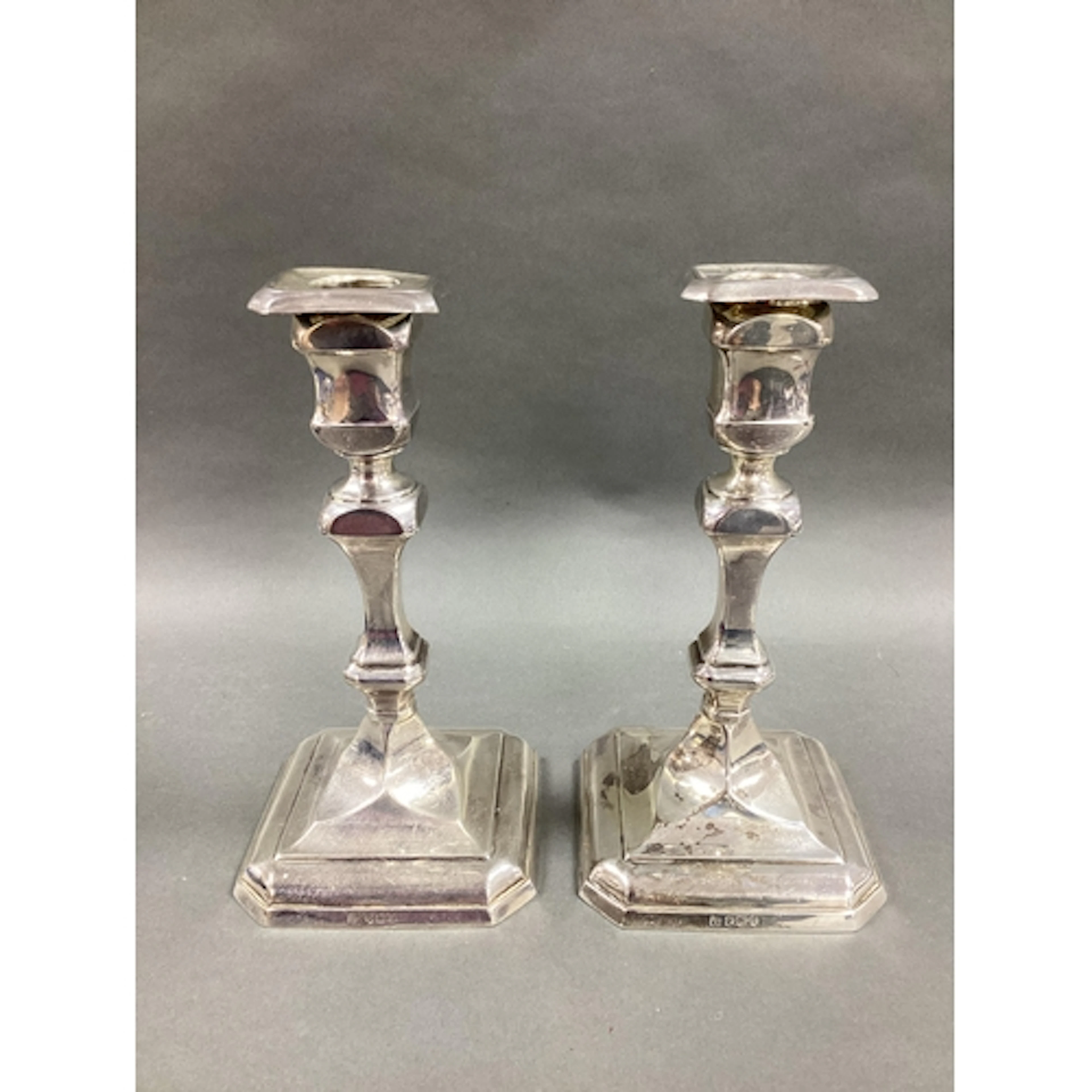 A Pair of Hallmarked Silver Candlesticks, TB&S, Sheffield 19...