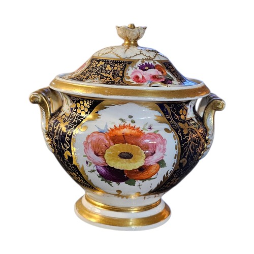 A LATE 19TH CENTURY PORCELAIN TUREEN AND COVER A twin handle...