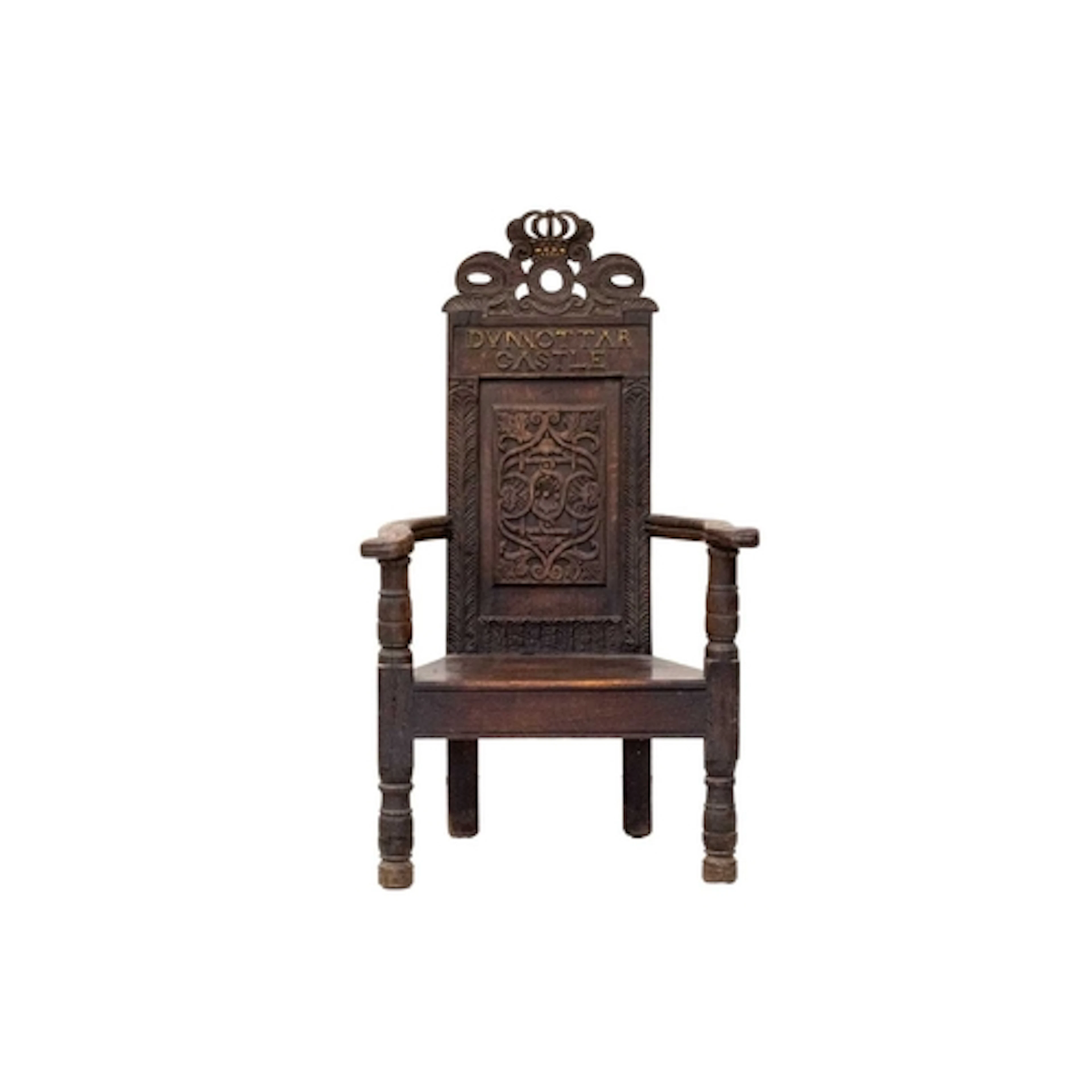 An oak joined armchair, once thought to be associated with M...