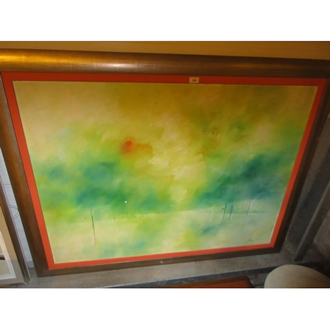 Indistinctly Signed, Oil on Board, Hazy Sun, 90x122cm