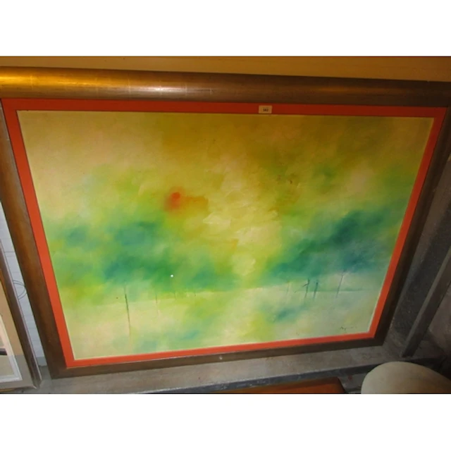 Indistinctly Signed, Oil on Board, Hazy Sun, 90x122cm