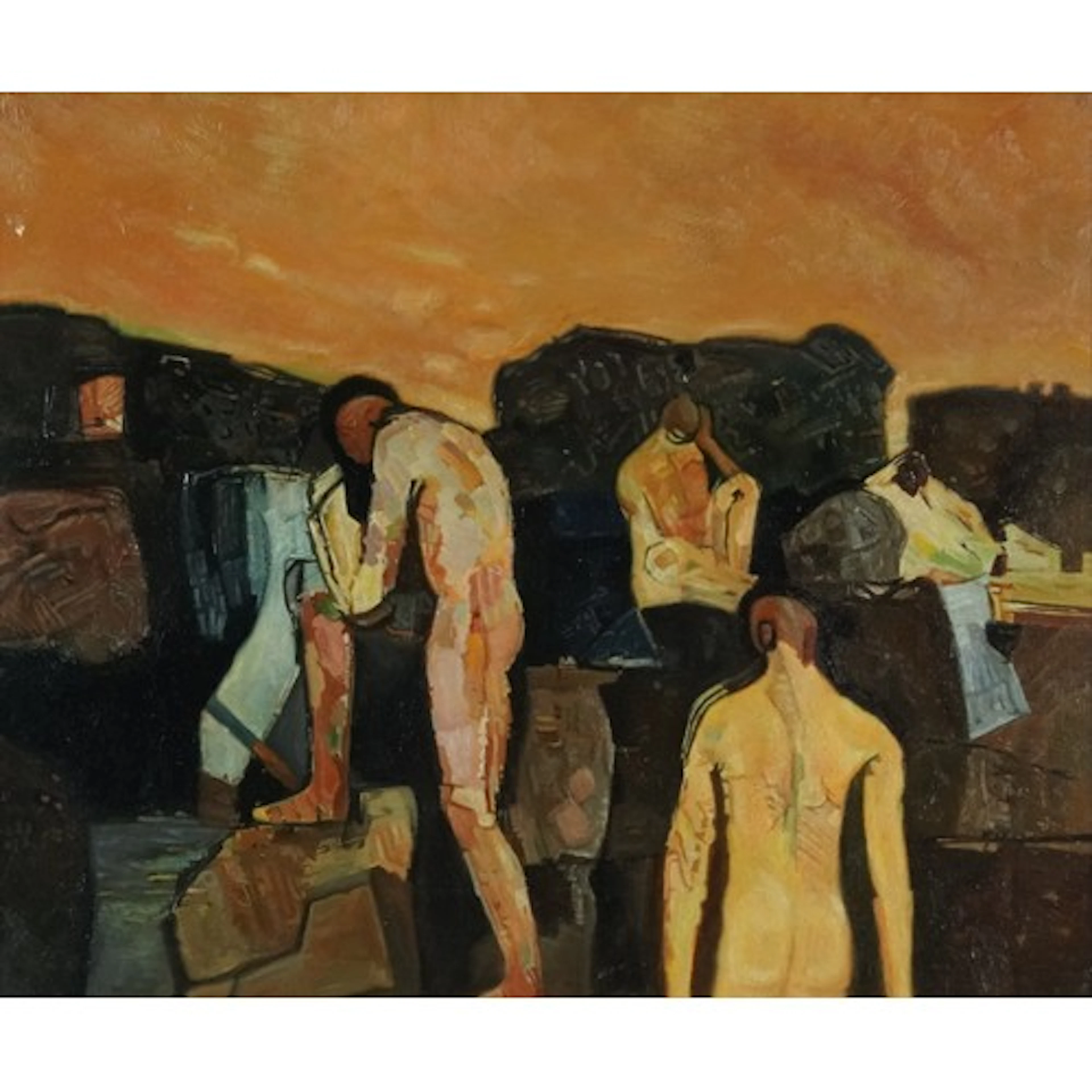 Abstract composition, surreal nude figures, Modern British s...