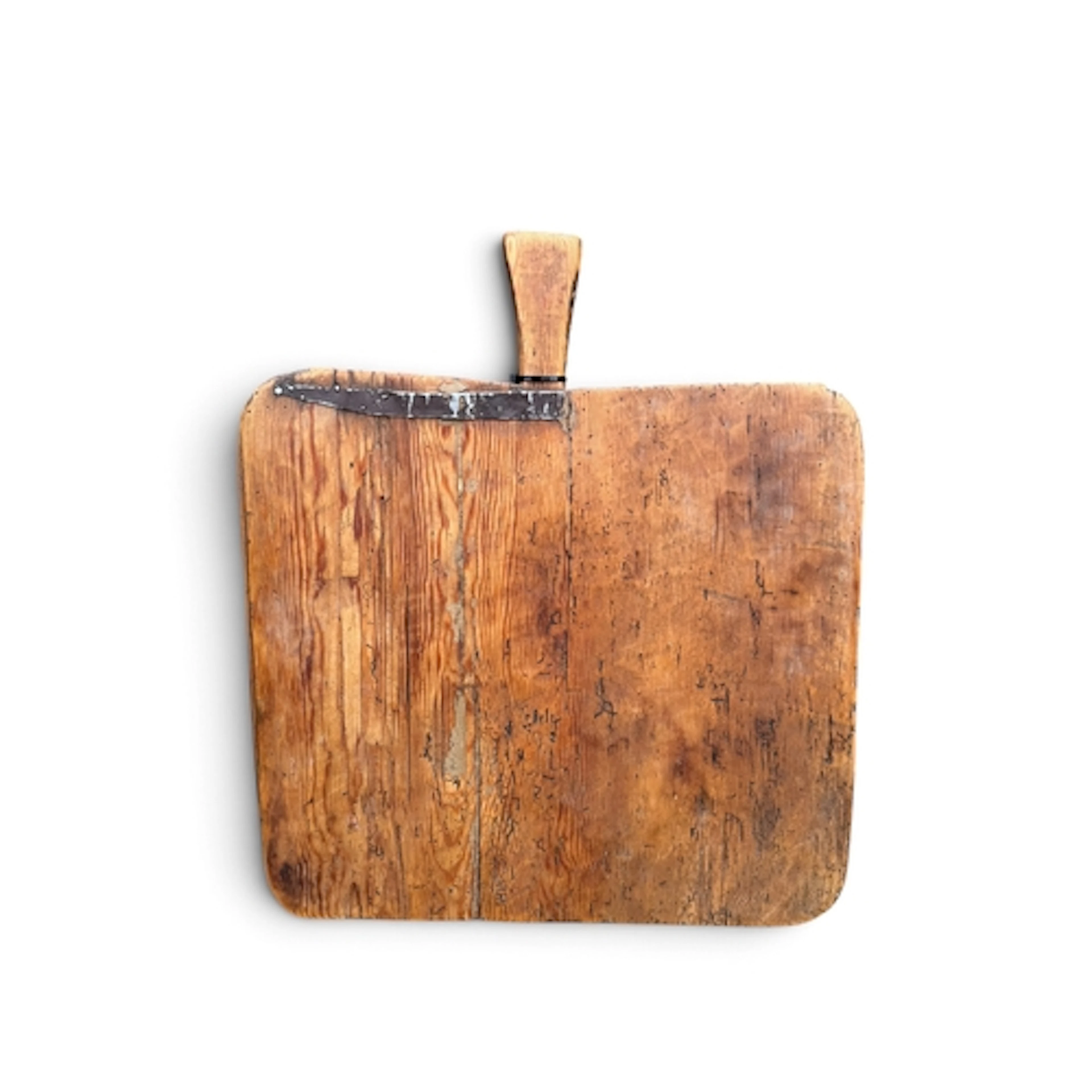 TREEN INTEREST: A 19TH CENTURY BREAD BOARD 54cm x 62cm...