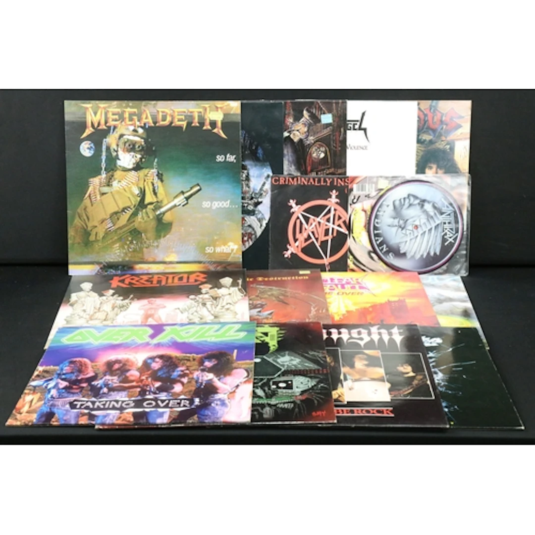 Vinyl - 12 Thrash / Metal LPs, 1 12" and 3 7" to include Meg...
