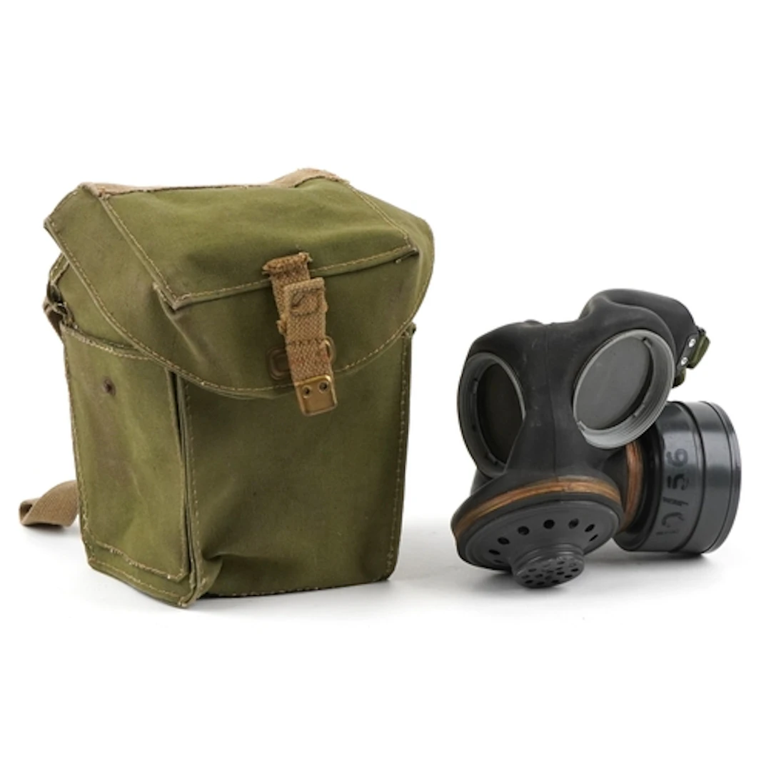 British military gas mask with canvas case.