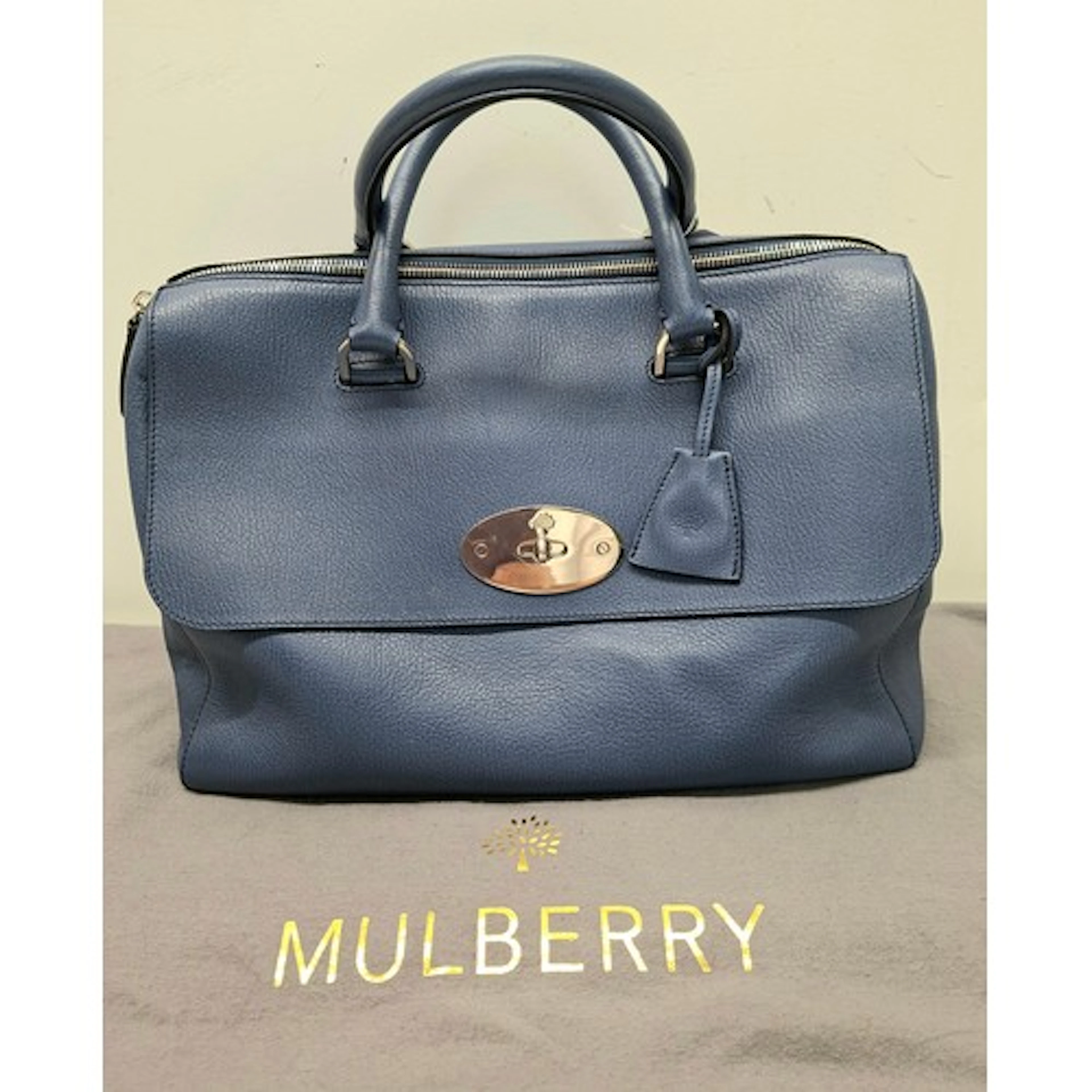 Mulberry- A textured blue leather 'Del-Ray' handbag having s...