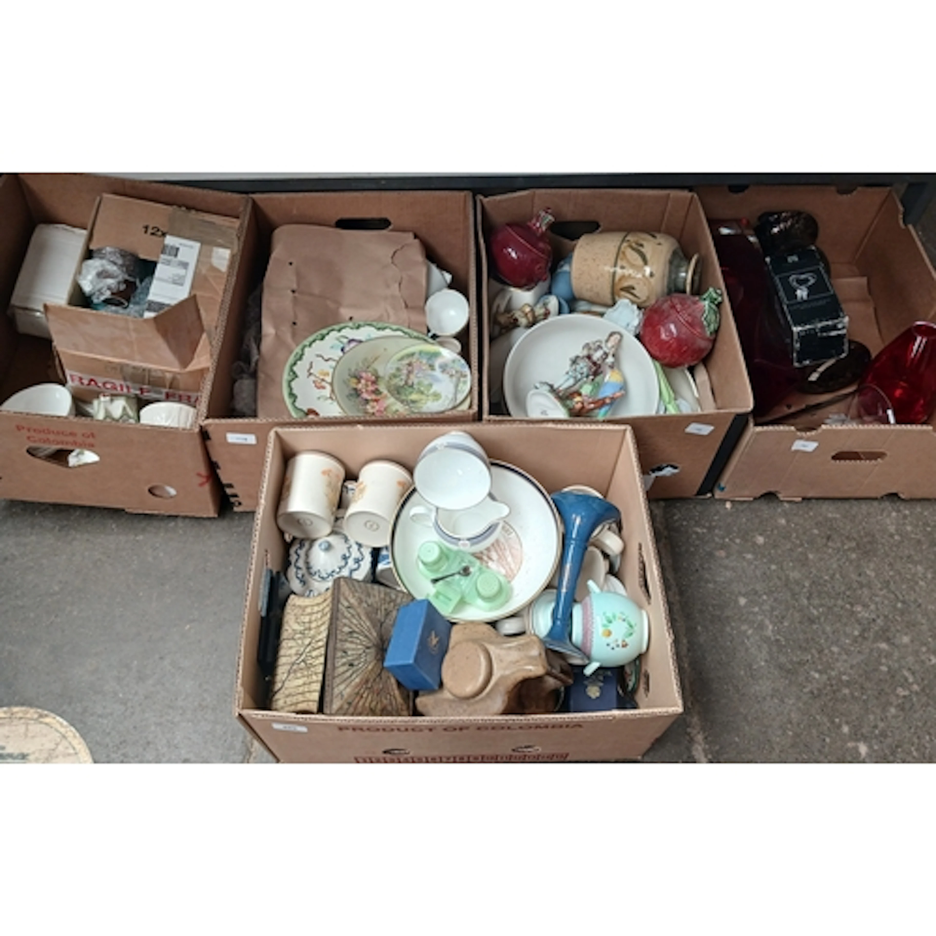 5 boxes of mixed ceramics including Coalport, Crown Devon, v...