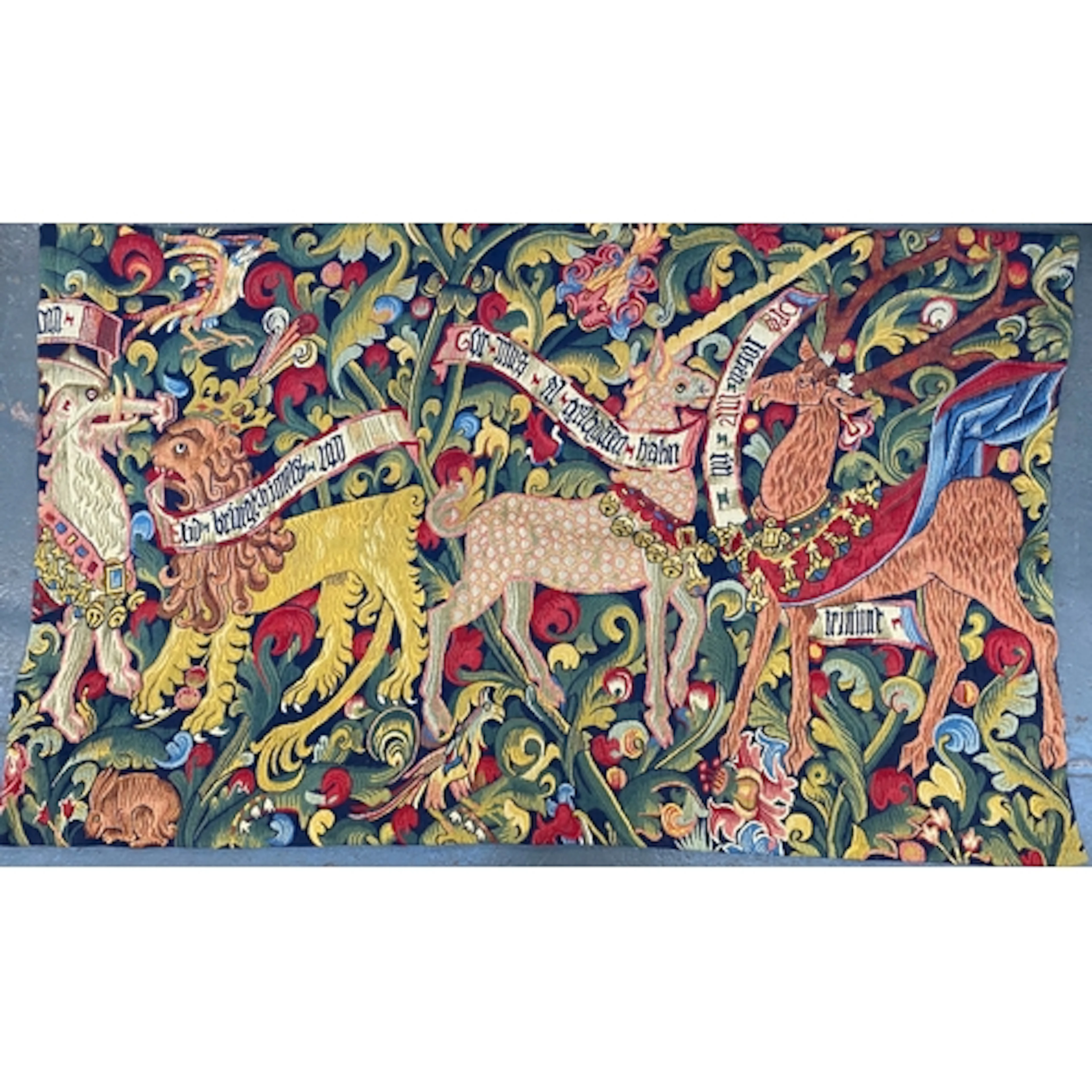 A 20th century French Aubusson Medieval style tapestry depic...