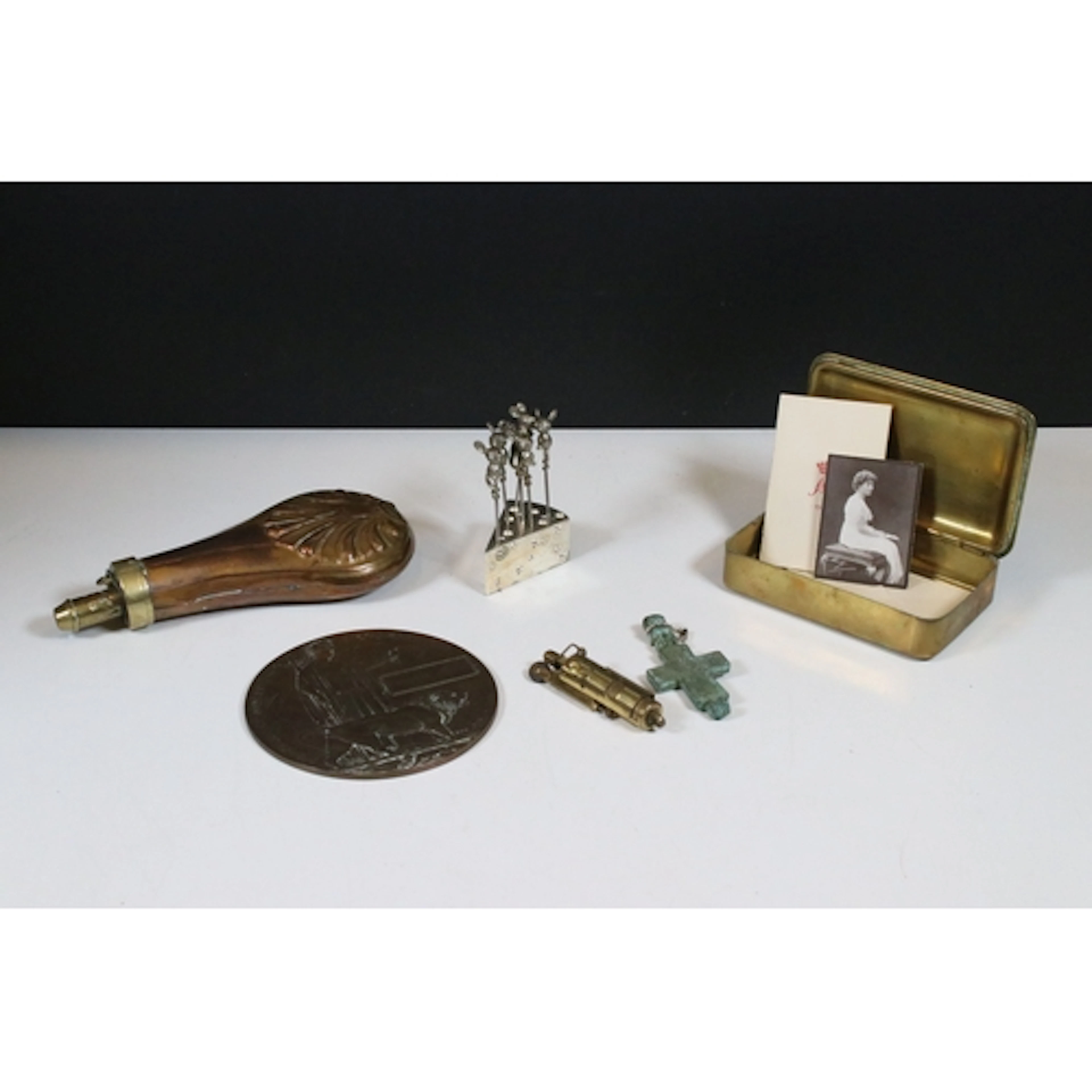 WWI Queen Mary brass Christmas Tin, together with a copper p...