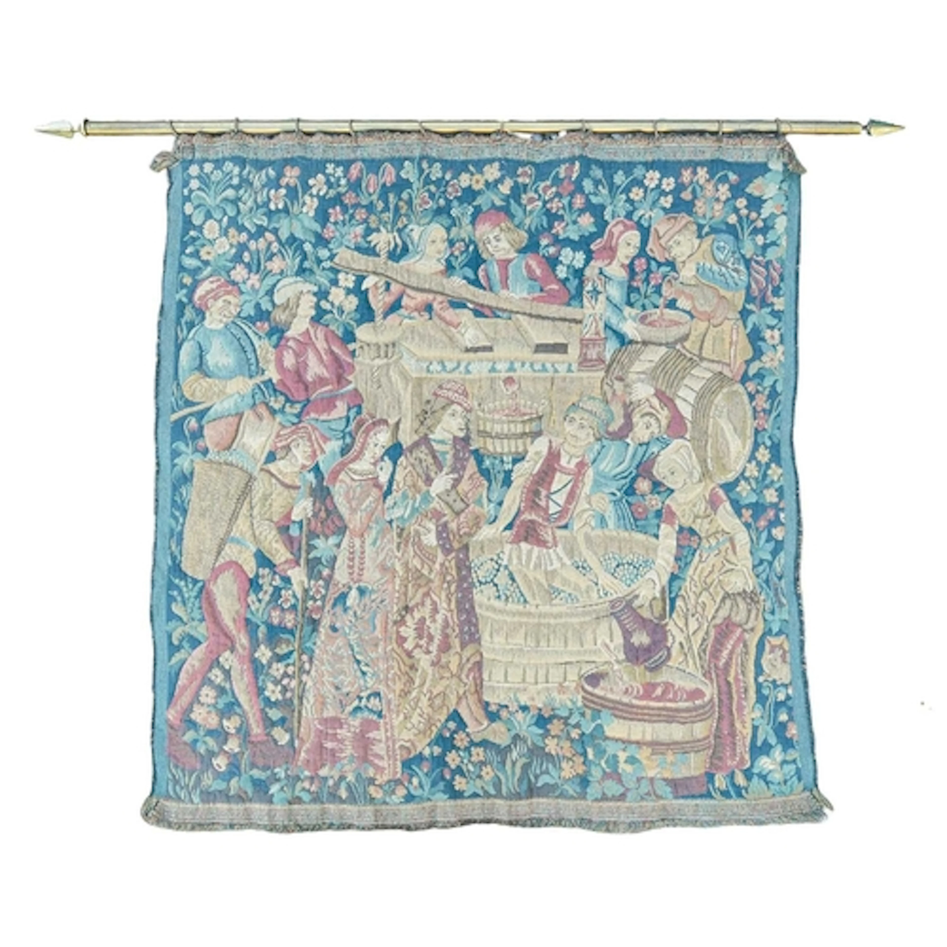 A French tapestry wall hanging, 'Le Pressage'. 20th century,...