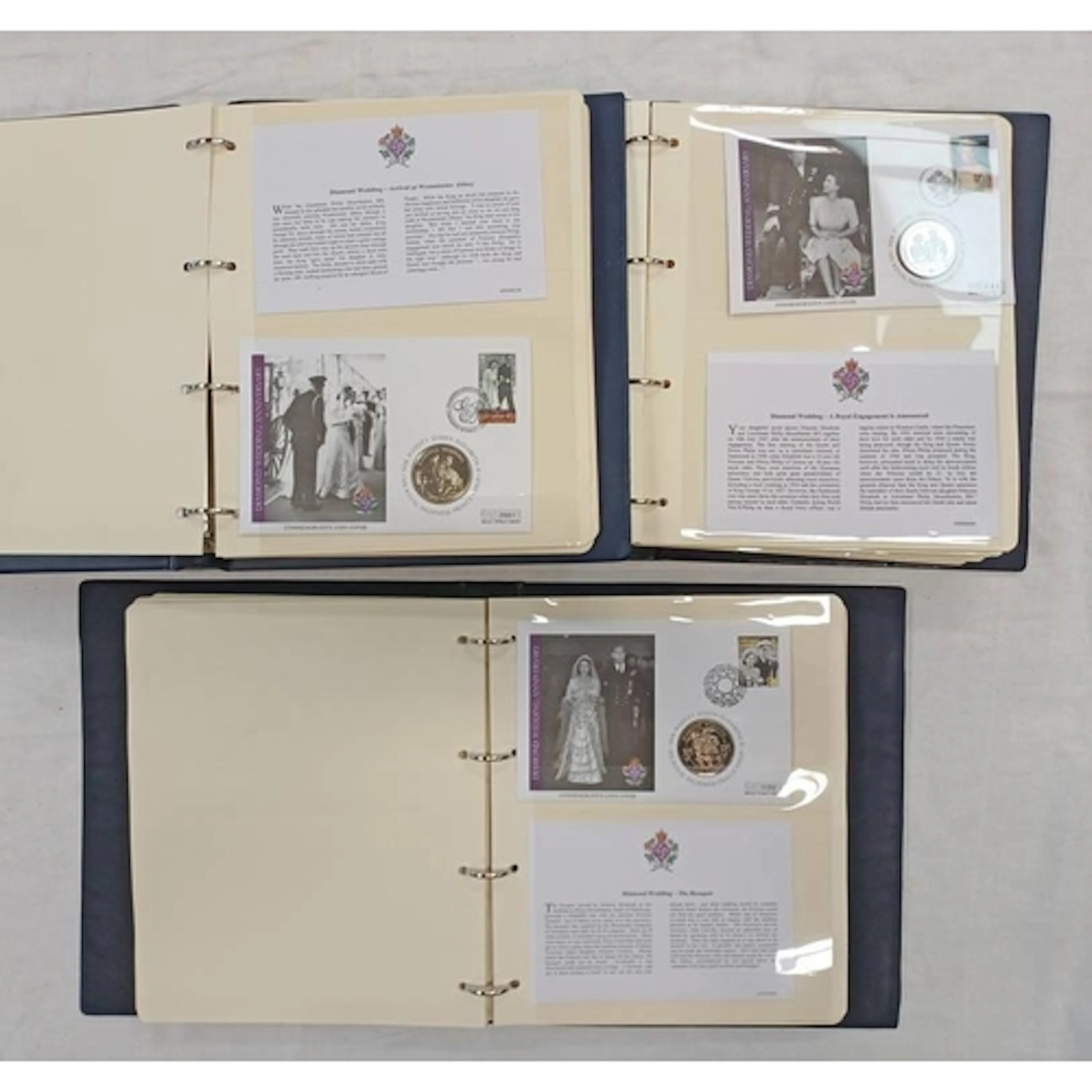 3 X ALBUMS OF THE DIAMOND WEDDING COIN COVER COLLECTION OF 5...