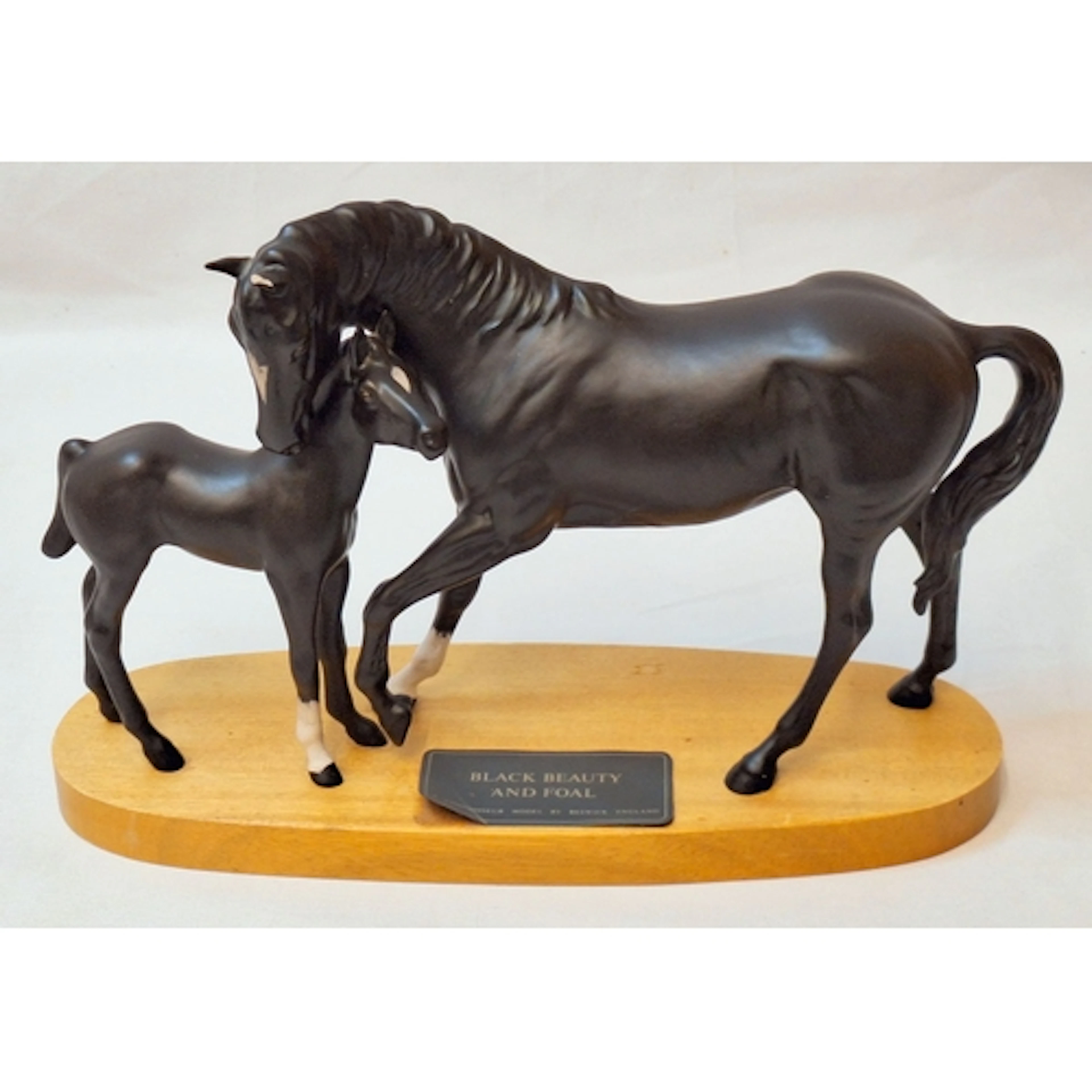 Connoisseur Beswick Figurine Black Beauty with Foal on woode...